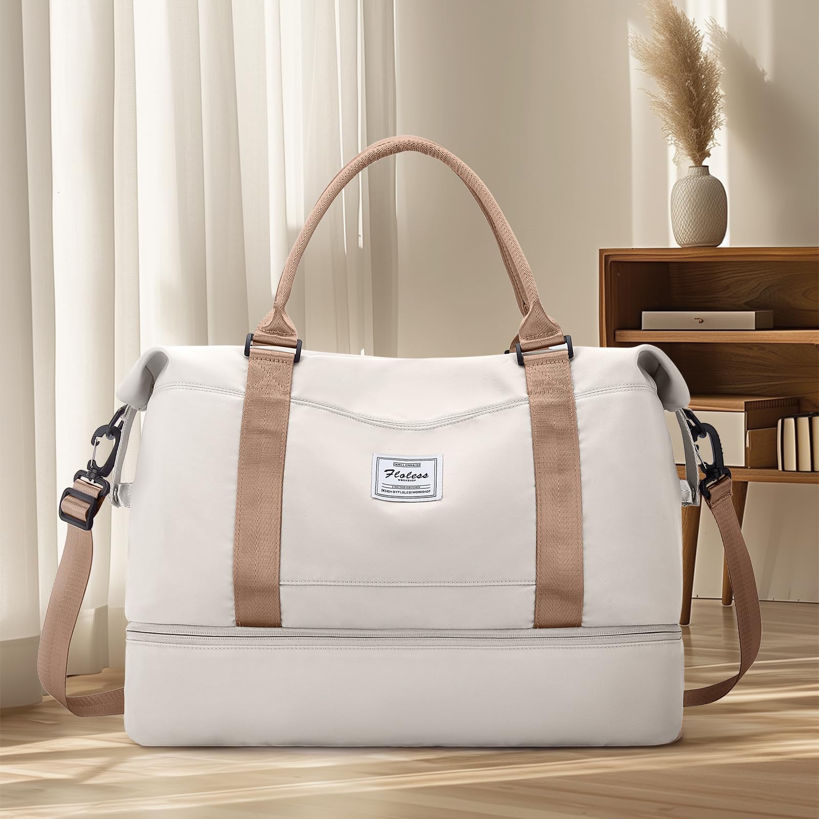 Waterproof Travel Duffel Bag with Separate Shoes Compartment - Lightweight Overnight Weekender Bag for Women - Perfect Carry-On Personal Item for Gym, Work & Weekend Getaways