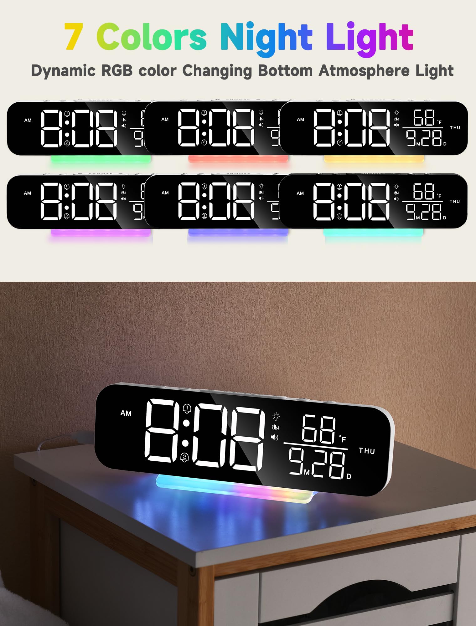 **Cadmos Super Loud Vibrating Alarm Clock with Bed Shaker - Extra Loud & Strong Vibrations for Heavy Sleepers, Hearing Impaired & Deaf - Large LED Digital Display, Night Light - Perfect for Adults, Kids, Teens - Ideal for Bedrooms, Living Room (White)**    *(Use Cases: Wake up on time with powerful vibrations and loud alarms, perfect for deep sleepers, hearing impaired individuals, or anyone needing a reliable alarm. Great for bedrooms, dorm rooms, or home offices.)*