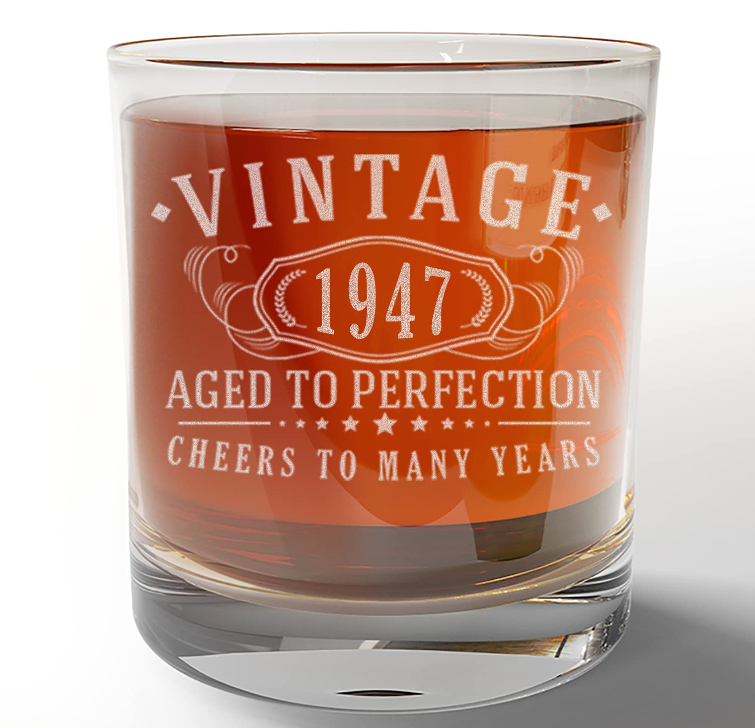 Vintage 1947 Etched 11oz Whiskey Glass Set - Unique 78th Birthday Gift for Men, Dad & Grandpa - Personalized Engraved Bourbon Glasses - Cheers to 78 Years - Perfect for Whiskey Tasting, Anniversary Celebrations & Retirement Parties