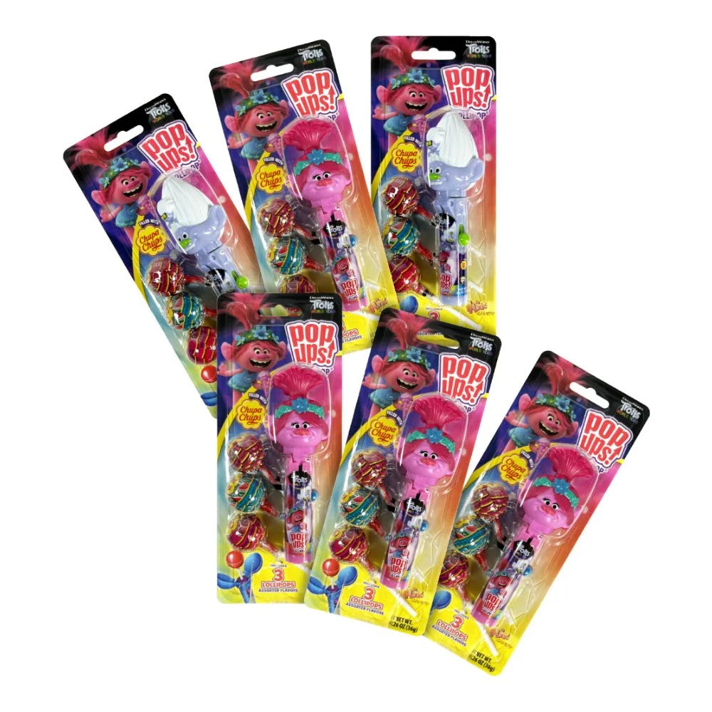 Flix Candy Pop Up Trolls Blister Card - 1.26oz (6 Count) | Bulk Candy for Parties, Halloween Treats & Movie Night Snacks