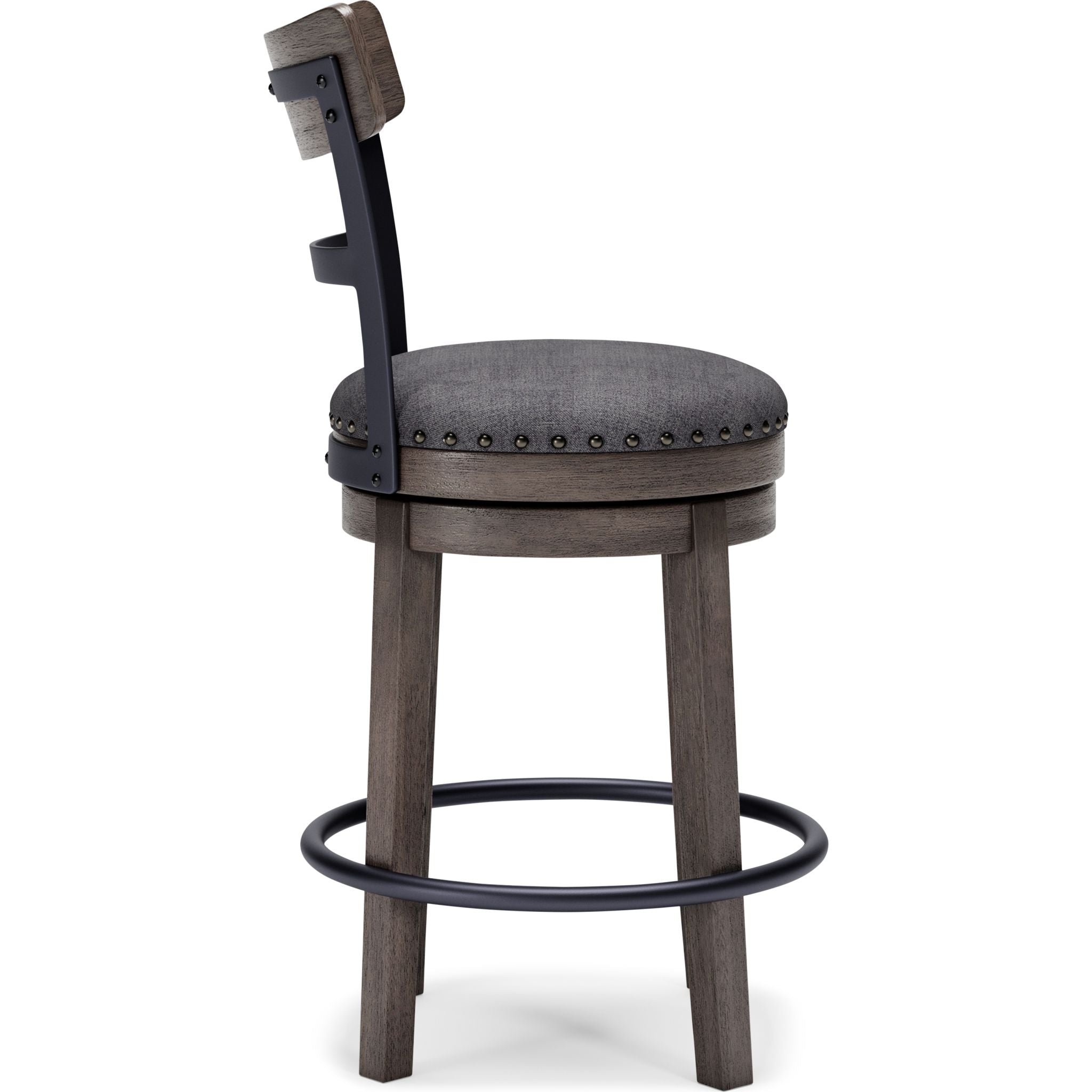 Caitbrook Counter Height Stool - Adjustable Gray Bar Stool with Backrest for Kitchen Island & Breakfast Nook (Model D388 224) - Perfect for Dining, Entertaining & Home Decor