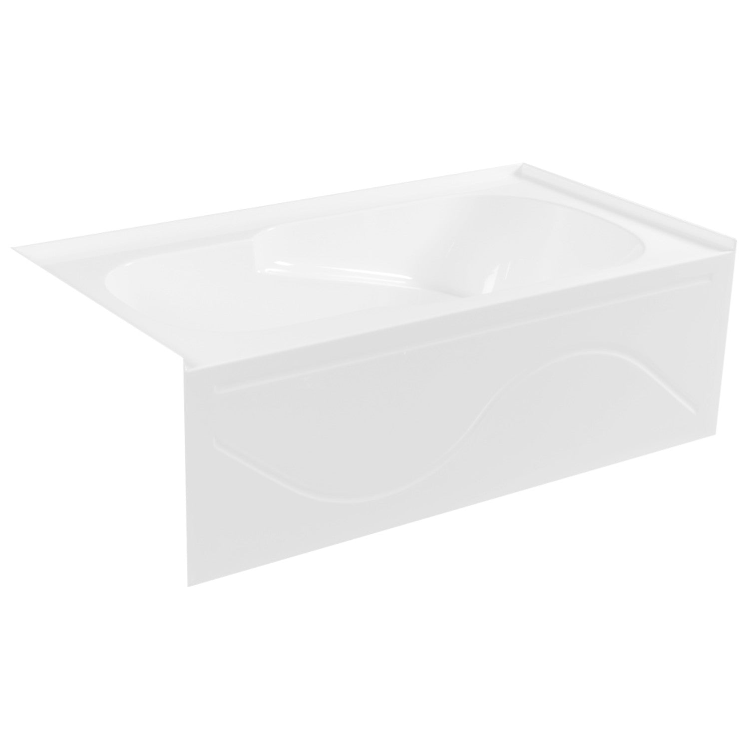 Aqua Eden 60 Inch Acrylic Rectangular 3 Wall Alcove Bathtub - Anti-Slip Surface, Left Hand Drain, Glossy White Finish | Perfect for Modern Bathrooms, Spa-Like Relaxation at Home