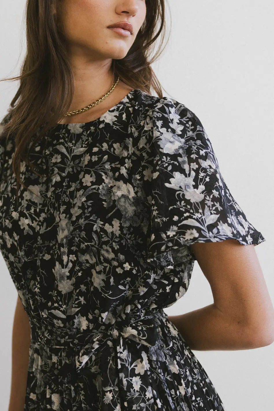 Mary Anne Floral Midi Dress in Black - Elegant Summer Dress for Women | Perfect for Weddings, Parties & Date Nights | FINAL SALE