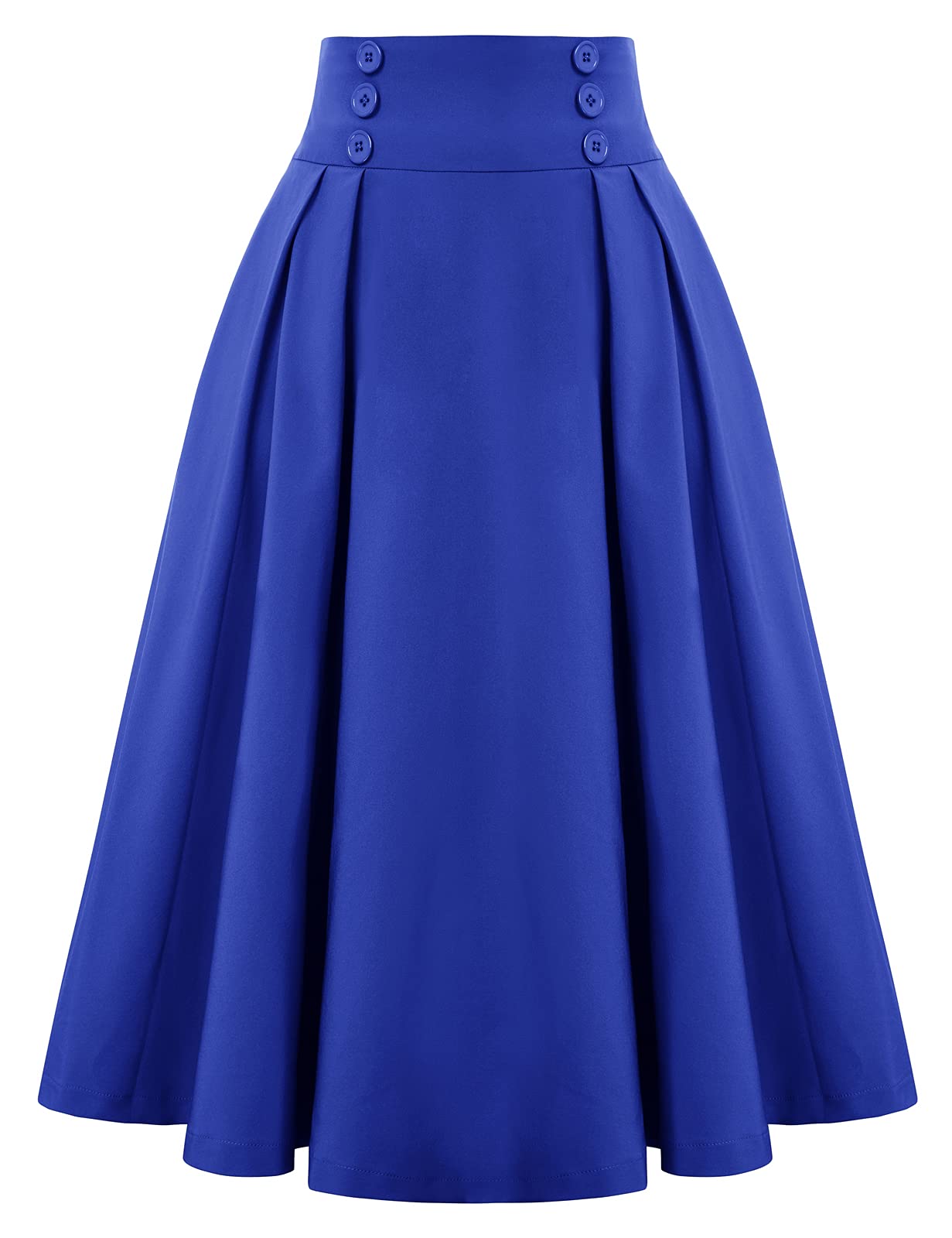 Belle Poque Women's Vintage High Waist Plaid Pleated Skirt with Pockets - A-Line Swing Skirt for Casual, Office & Retro Outfits (BPA020)