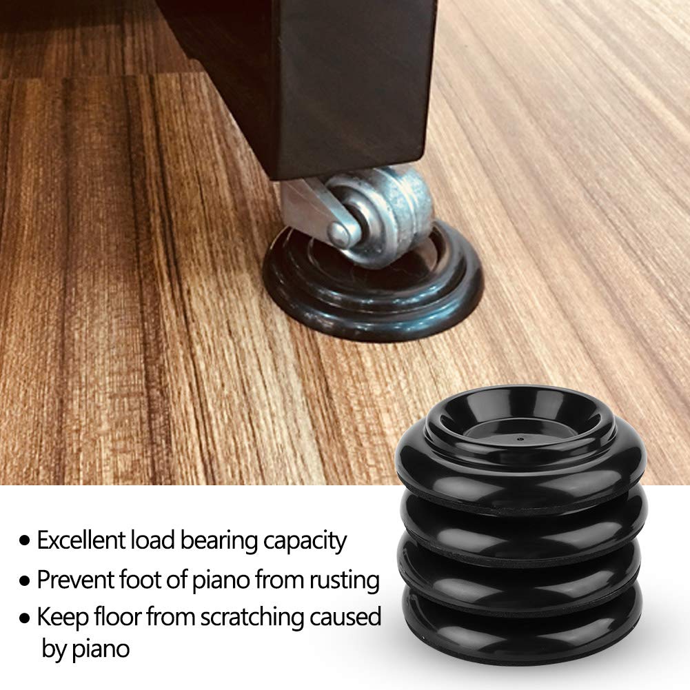 4 Pcs Piano Caster Cups - Non-Slip Anti-Noise Wooden Color Plastic Foot Pads for Piano, Furniture & Heavy Equipment - Perfect for Hardwood Floors & Noise Reduction