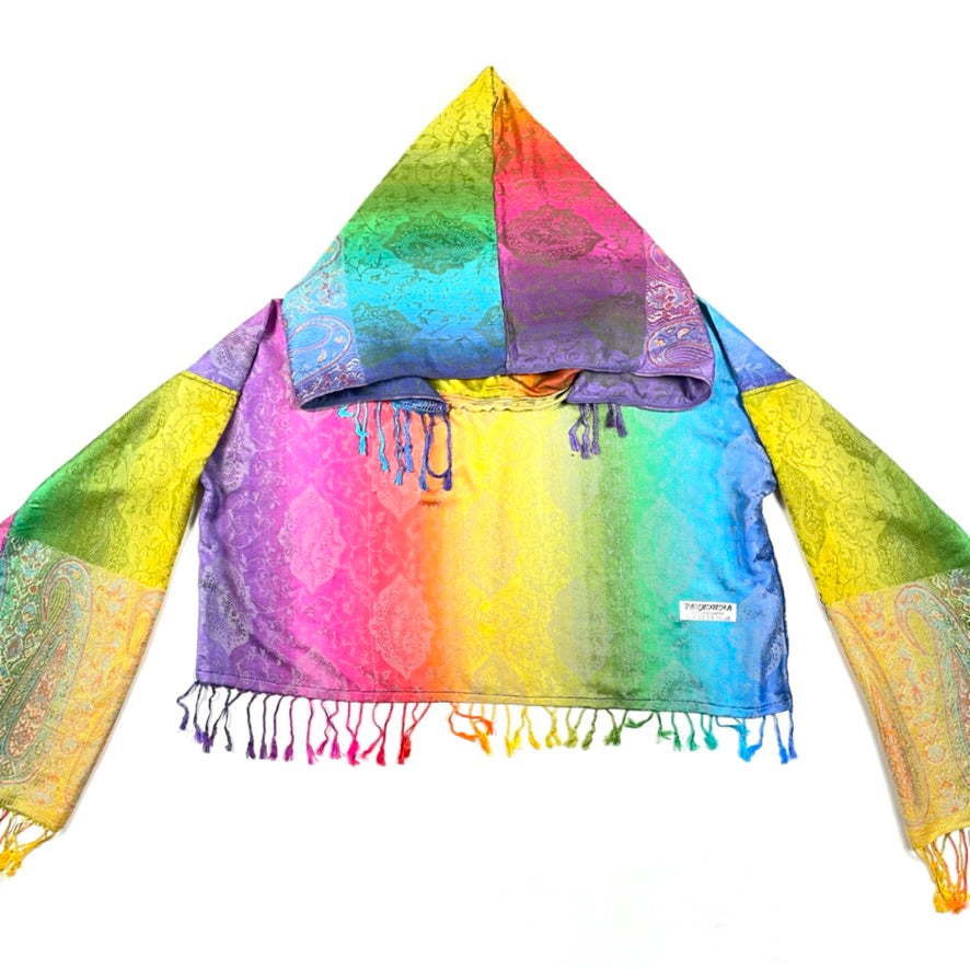 PASH LS CROP TOP - Classic Rainbow Print Long Sleeve Shirt for Women | Trendy Streetwear, Festival Outfit, Casual Wear