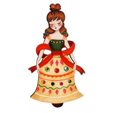 Laliblue Christmas Bell Girl Brooch - Elegant Holiday Pin for Women | Perfect for Christmas Parties, Gift Exchanges & Festive Outfits