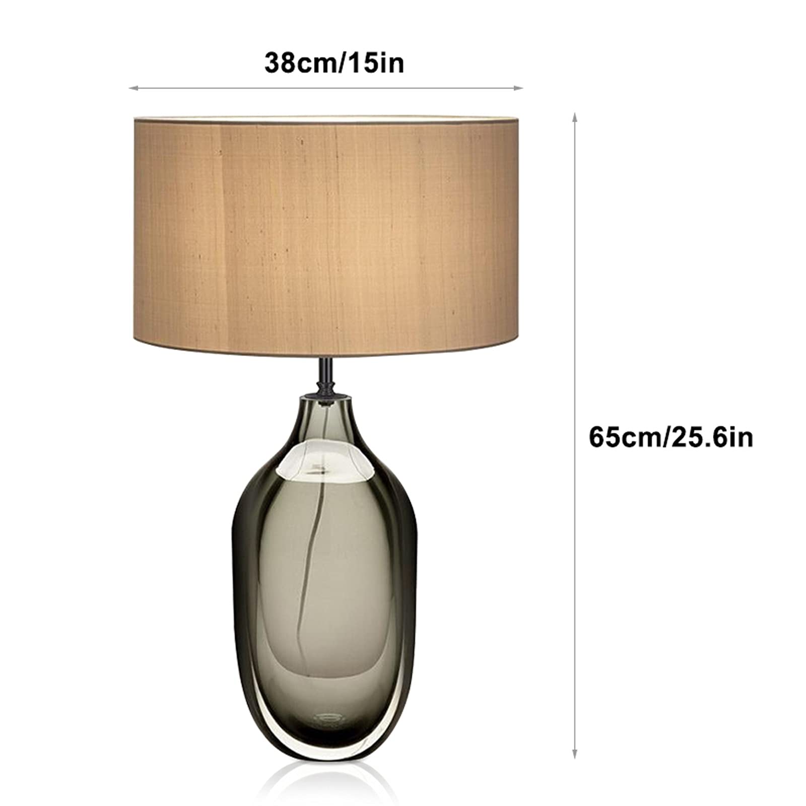 Modern Glass Bedside Table Lamp with Fabric Lampshade - 25.6