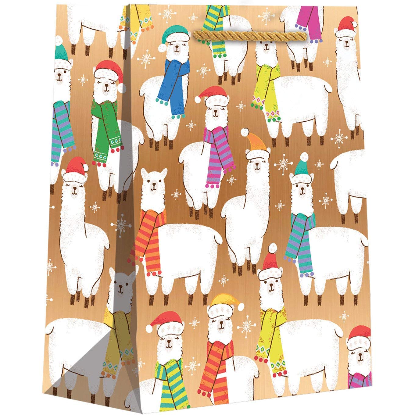 Jillson & Roberts Medium Colorful Llama Gift Bags with Foil Accents - 60 Pcs Bulk Pack for Party Favors, Baby Showers & Birthday Celebrations