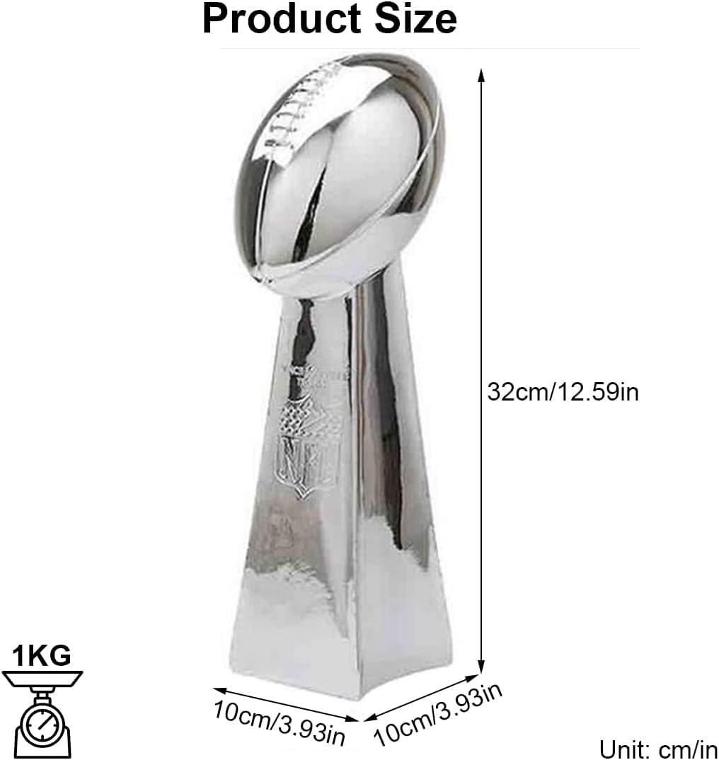 Fantasy Football League Trophy - 32cm Lombardi Trophy Replica - Super Bowl Collectible Souvenir for Home Office Decor - Perfect Gift for NFL & Rugby Fans - Great for Game Room, Man Cave & Sports Themed Parties