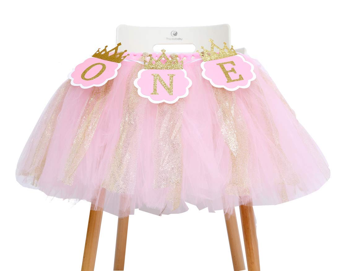 Pink Tutu Highchair Banner for Baby Girl's 1st Birthday Party - Princess Theme Cake Smash Photo Booth Backdrop & Decorations | Perfect for Princess-Themed First Birthday Celebrations, Photoshoots, and Special Memories