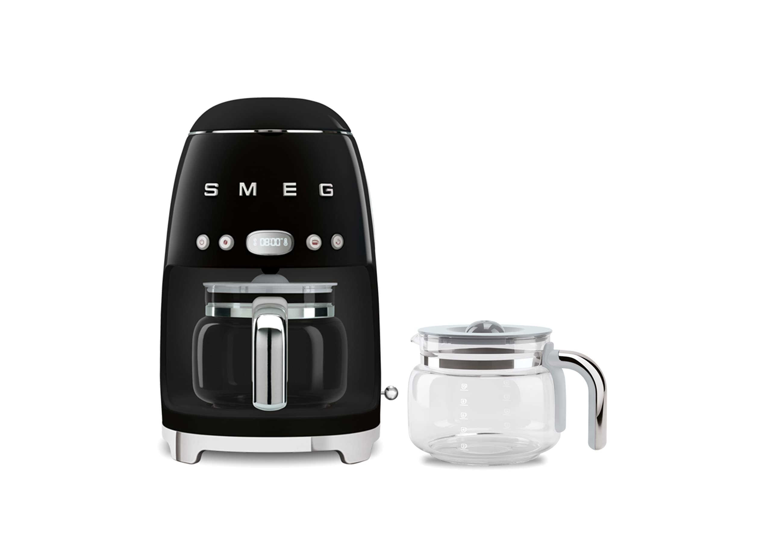 Smeg 50's Retro Style Drip Coffee Maker with Extra Glass Carafe - Vintage Black Coffee Machine for Home & Office Use | Perfect for Breakfast, Entertaining & Gift Giving