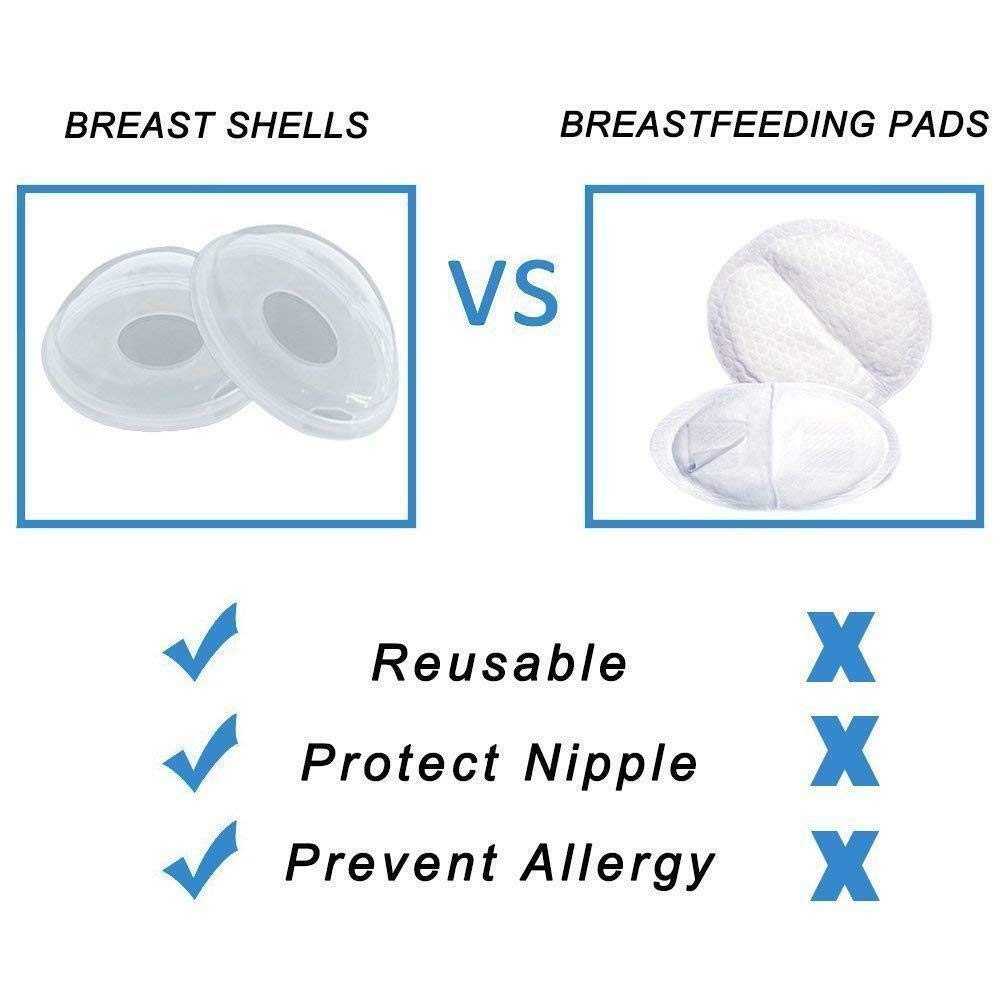 Breast Milk Collection Shells for Nursing Moms - 4 Pack Reusable Silicone Nipple Cups - Comfortable & Discreet Breastfeeding Solution for Leak Prevention at Work or On-the-Go