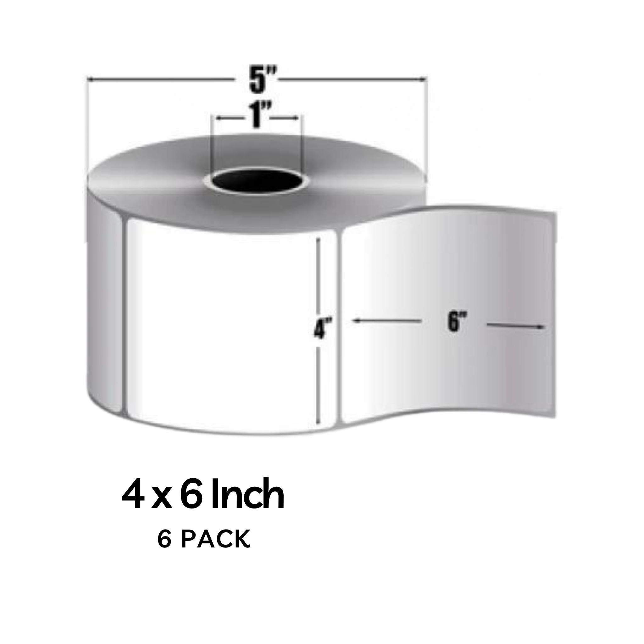 Zebra Z Perform 2000D 4x6 Inch Thermal Labels - 430 Labels per Roll (6 Pack) - Perfect for Shipping Labels, Inventory Management & Retail Barcode Printing