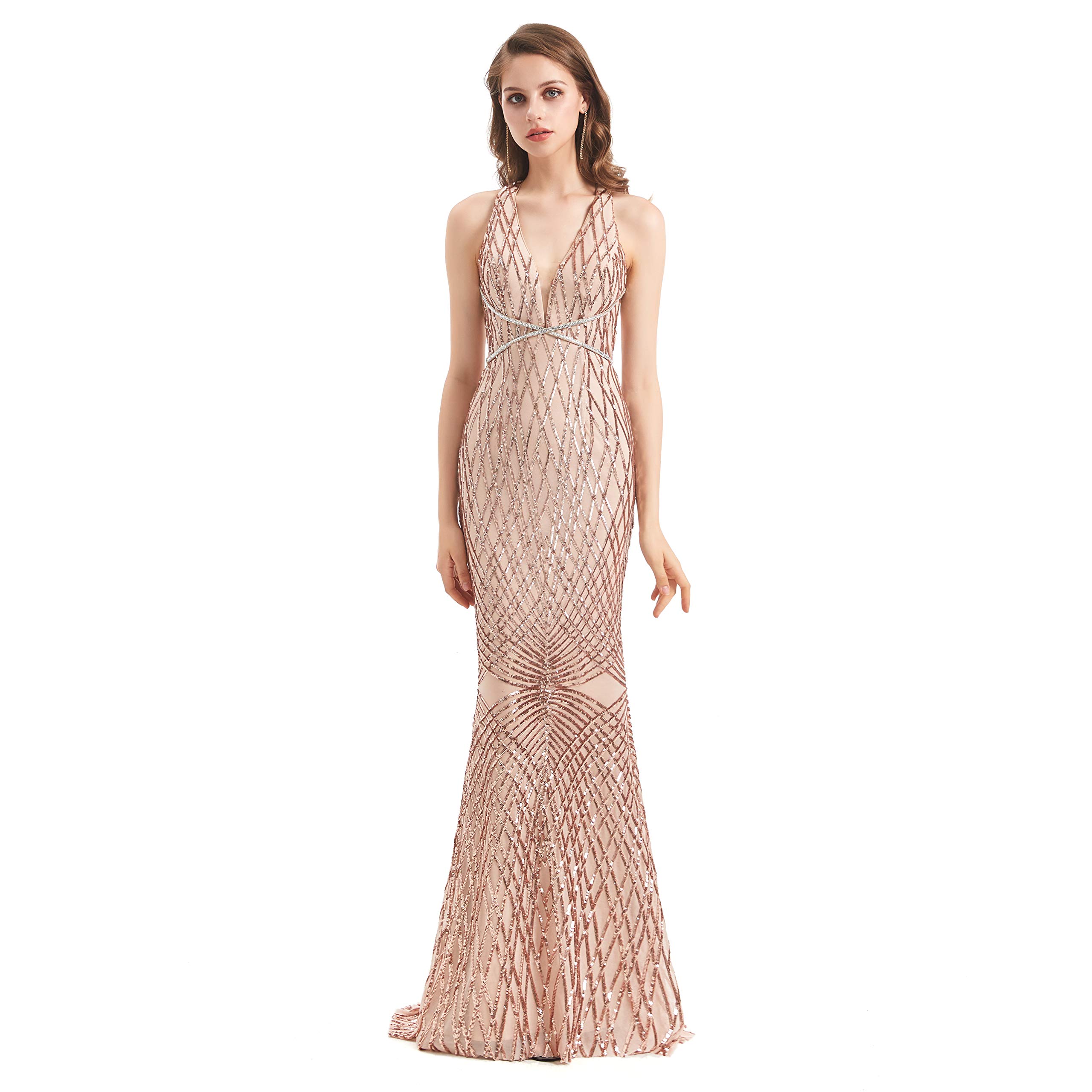 Elegant Sparkly Sequin Mermaid Evening Dress for Women - Long Prom Party Gown with Sexy Fit | Perfect for Formal Events, Weddings, Galas & Special Occasions