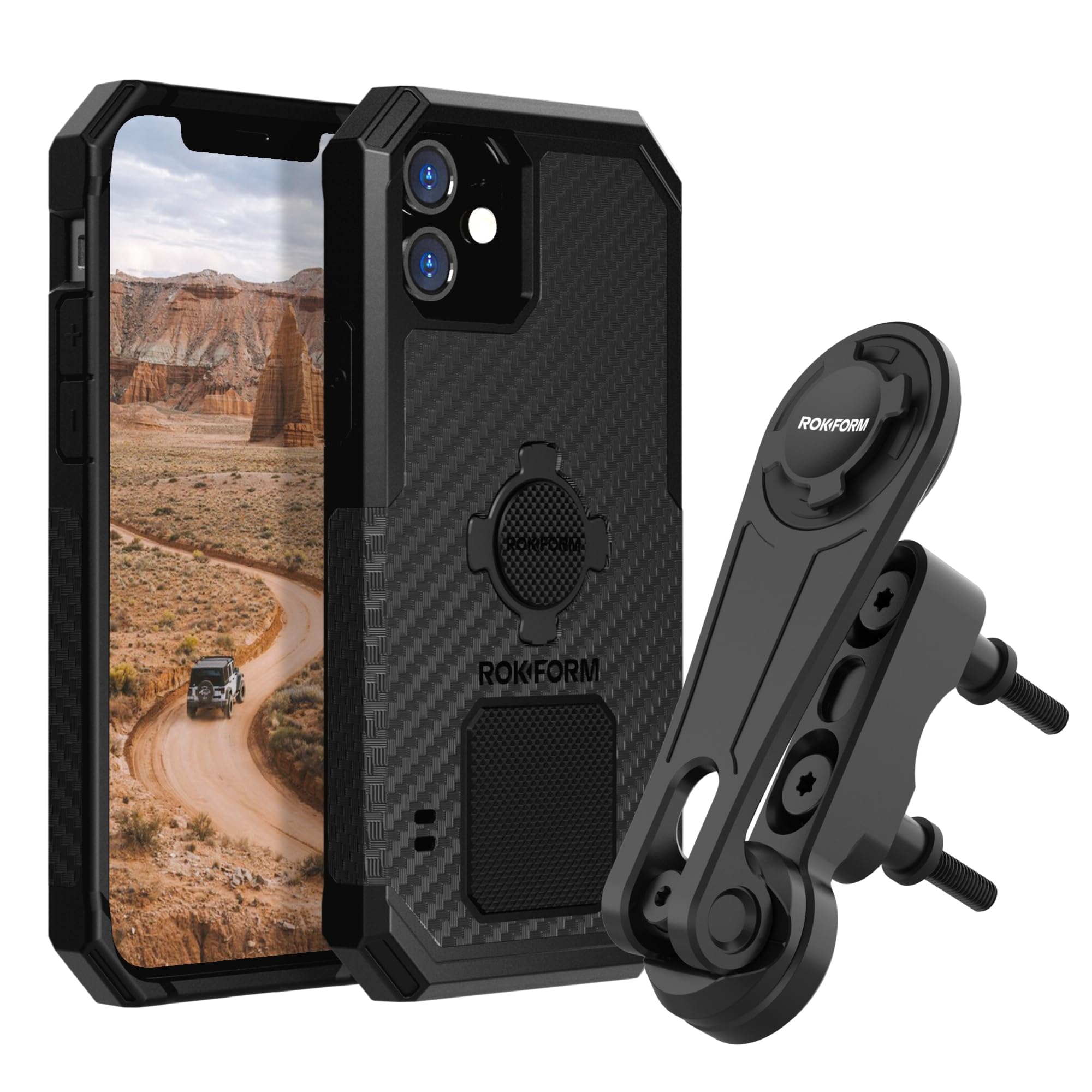 Rokform Rugged Case for iPhone 12 & iPhone 12 Pro with Motorcycle Phone Mount - Shockproof Protective Cover for Biking, Outdoor Adventures & Daily Use