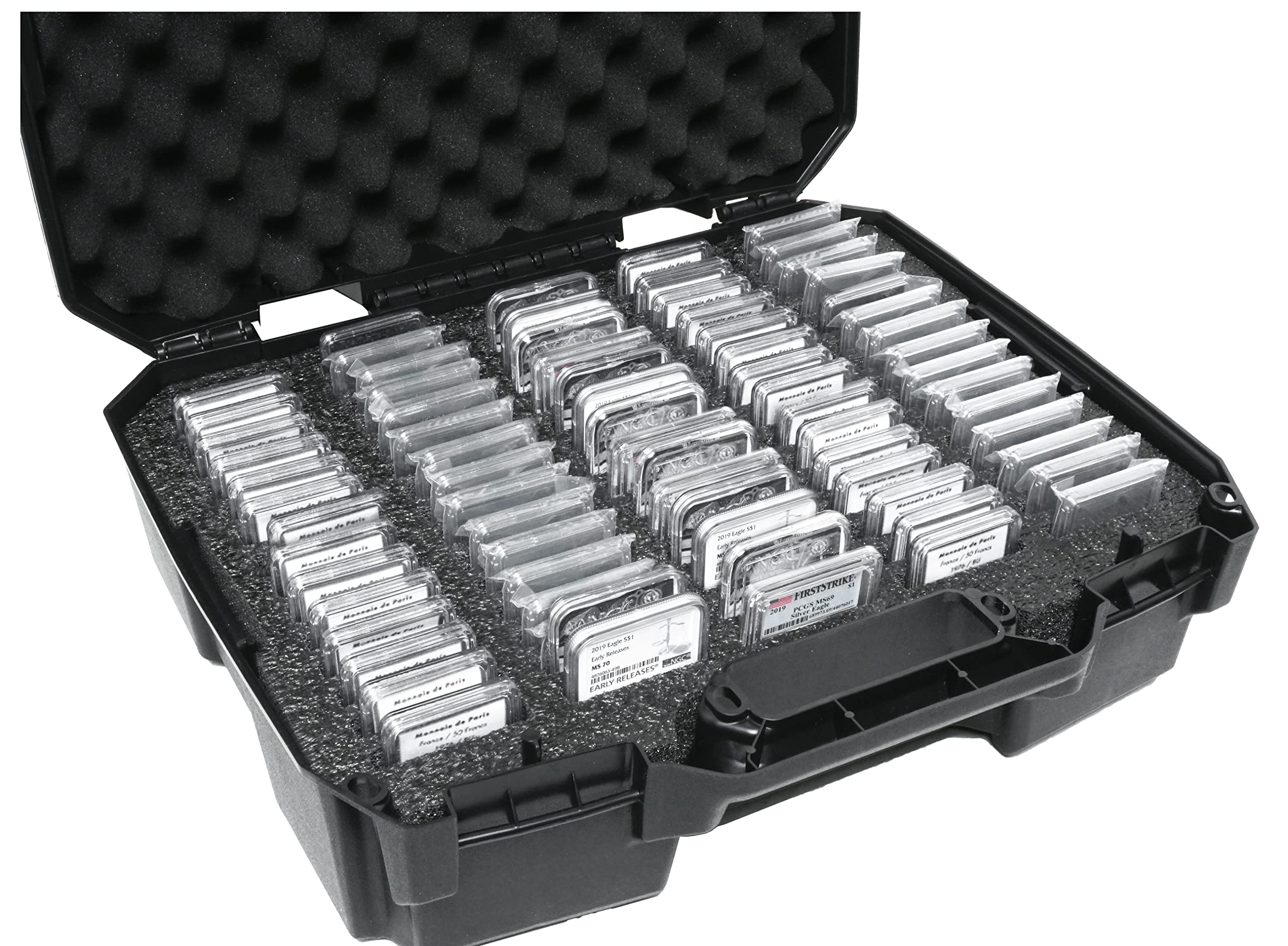 Case Club 75-130 Graded Coin Slab Holder - Protective Hard Shell Plastic Case with Slotted Foam for PCGS, NGC & More - Secure Storage & Travel Organizer for Coin Collections - Perfect for Display, Transport & Safekeeping of Valuable Coins