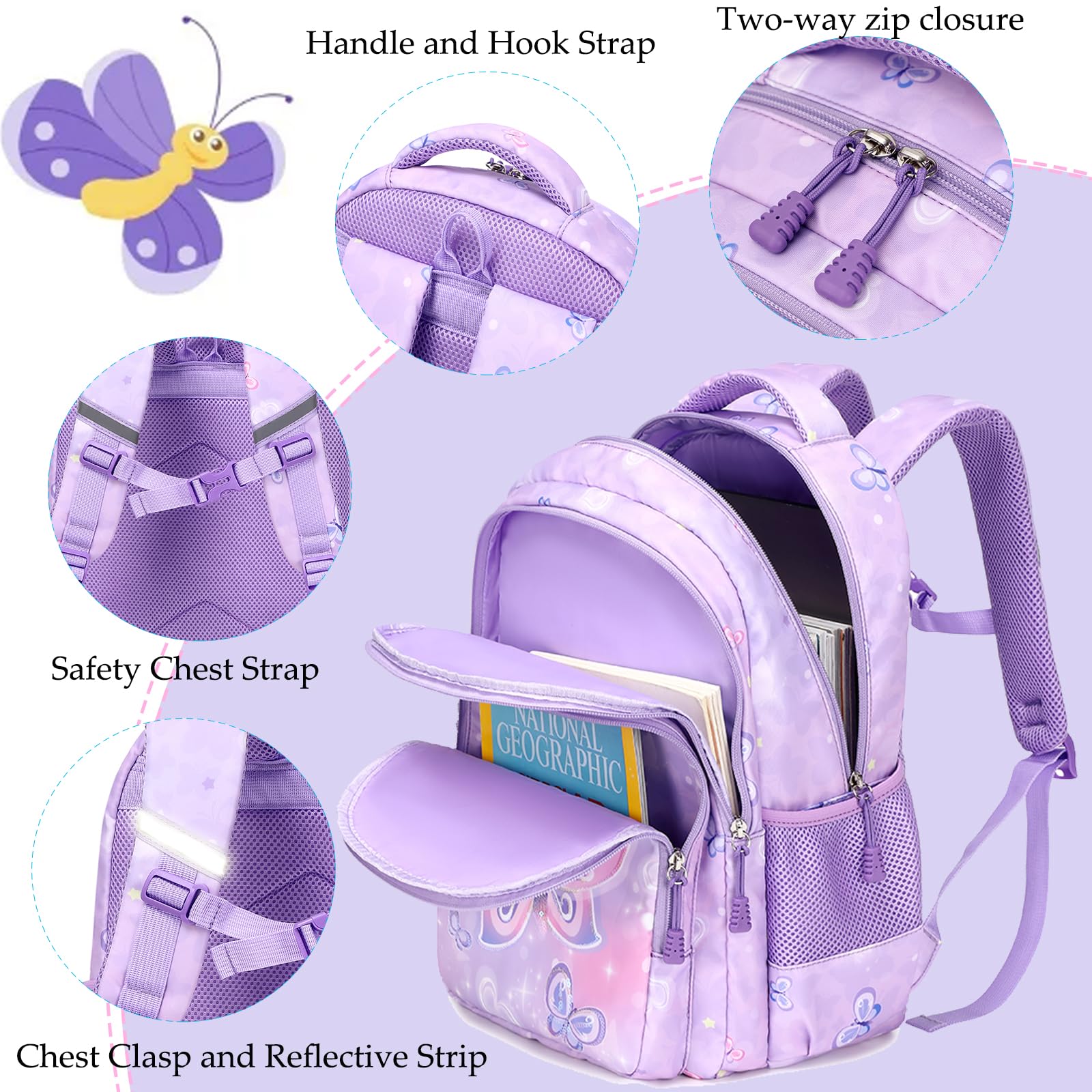 Unicorn Backpack for Girls - 3 in 1 School Bookbag Set with Pencil Case & Lunch Box | Cute Elementary Backpack for School, Travel & Daily Use