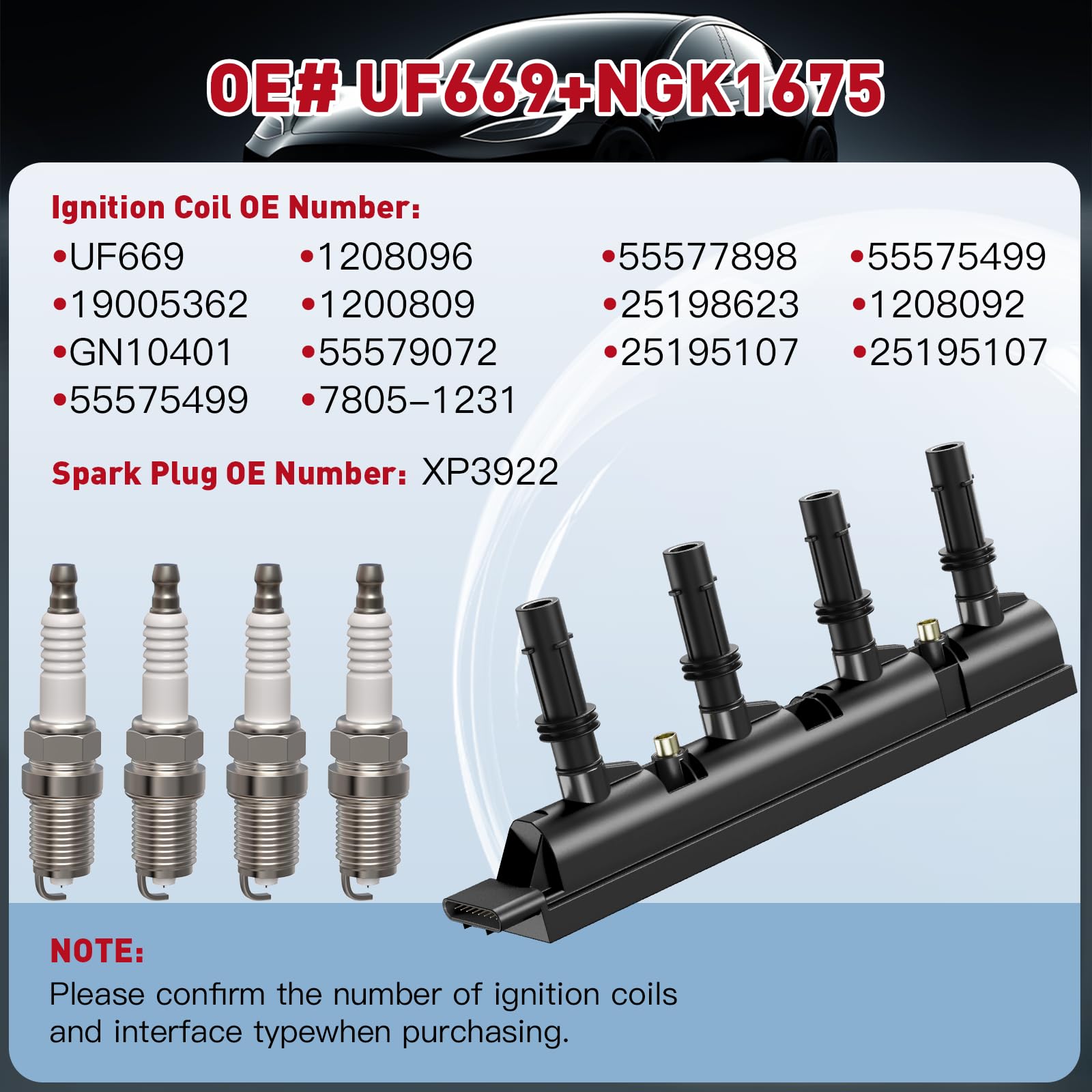 High Performance Ignition Coil Pack & 4 Iridium Spark Plugs Kit - Compatible with 1.4L Turbo Chevy Cruze/Sonic/Trax/Volt & Buick Encore (2011-2020) - Replaces D521C UF669 55577898 55579072 - Perfect for Engine Tune-Up & Performance Enhancement