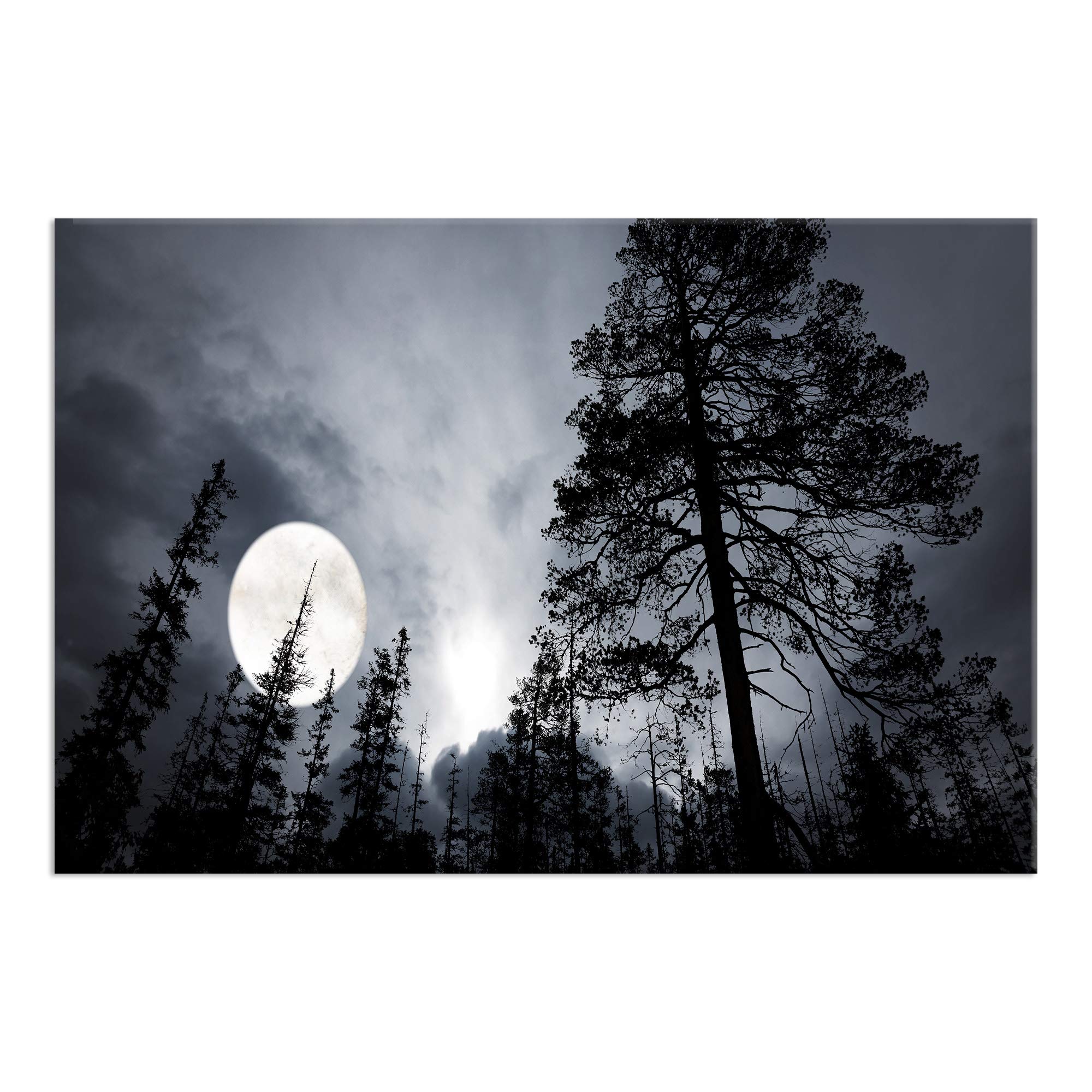Large Forest Moon Canvas Wall Art - Framed Landscape Painting for Living Room & Home Décor | Ready to Hang | Nature-Themed Wall Decor for Bedroom, Office & Gift Ideas