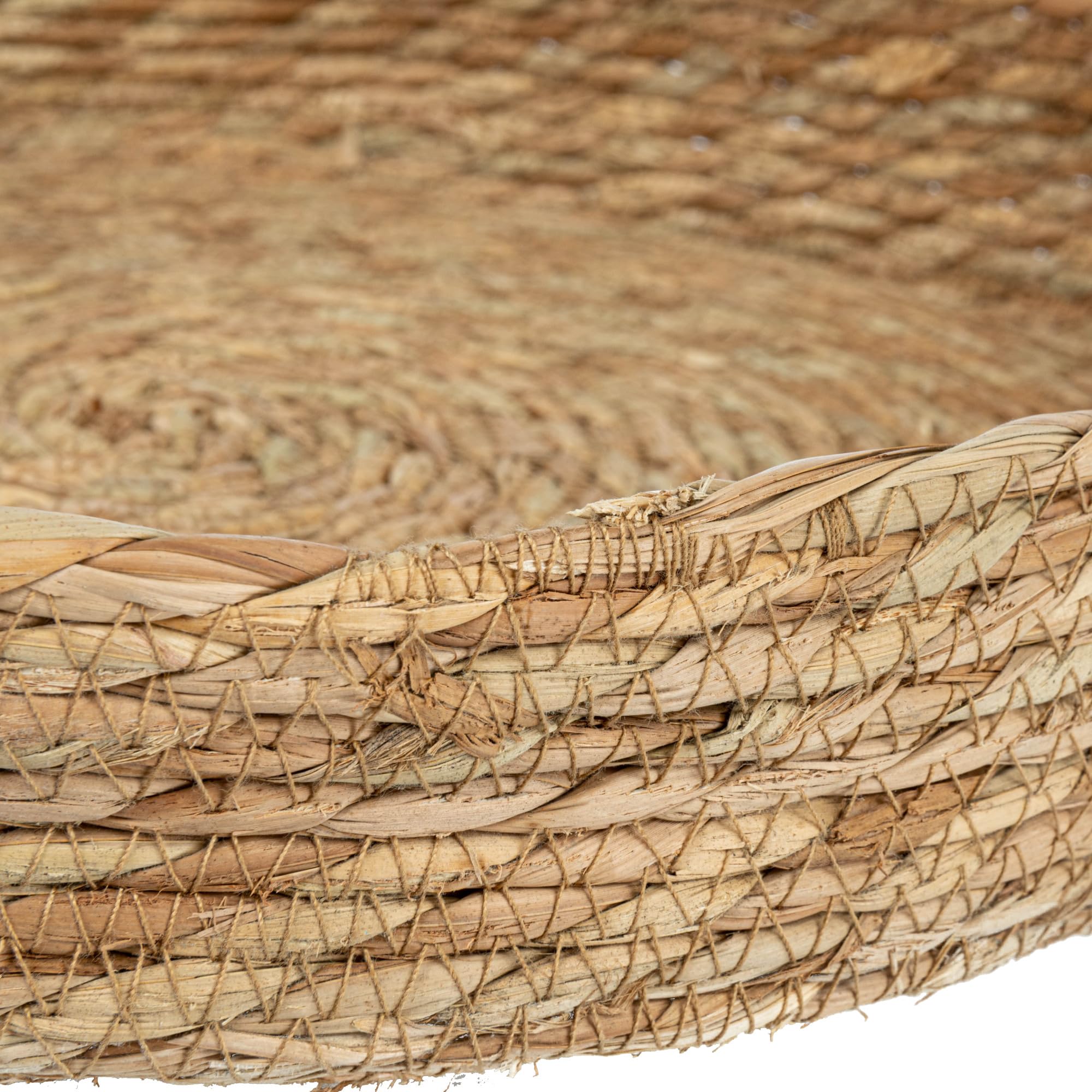 Natural Round Hand-Woven Cattail Tray - Eco-Friendly Home Decor for Dining Table Centerpiece, Bathroom Organizer & Living Room Storage | Household Essentials