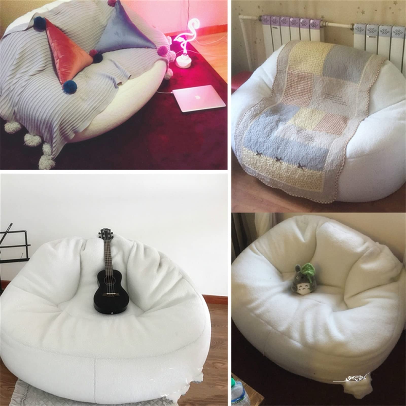 Soft Fluffy Faux Fur Bean Bag Chair Cover - Giant Round Living Room Furniture for Lazy Sofa Bed (No Filling Included) | Perfect for Cozy Lounging, Movie Nights & Dorm Room Decor