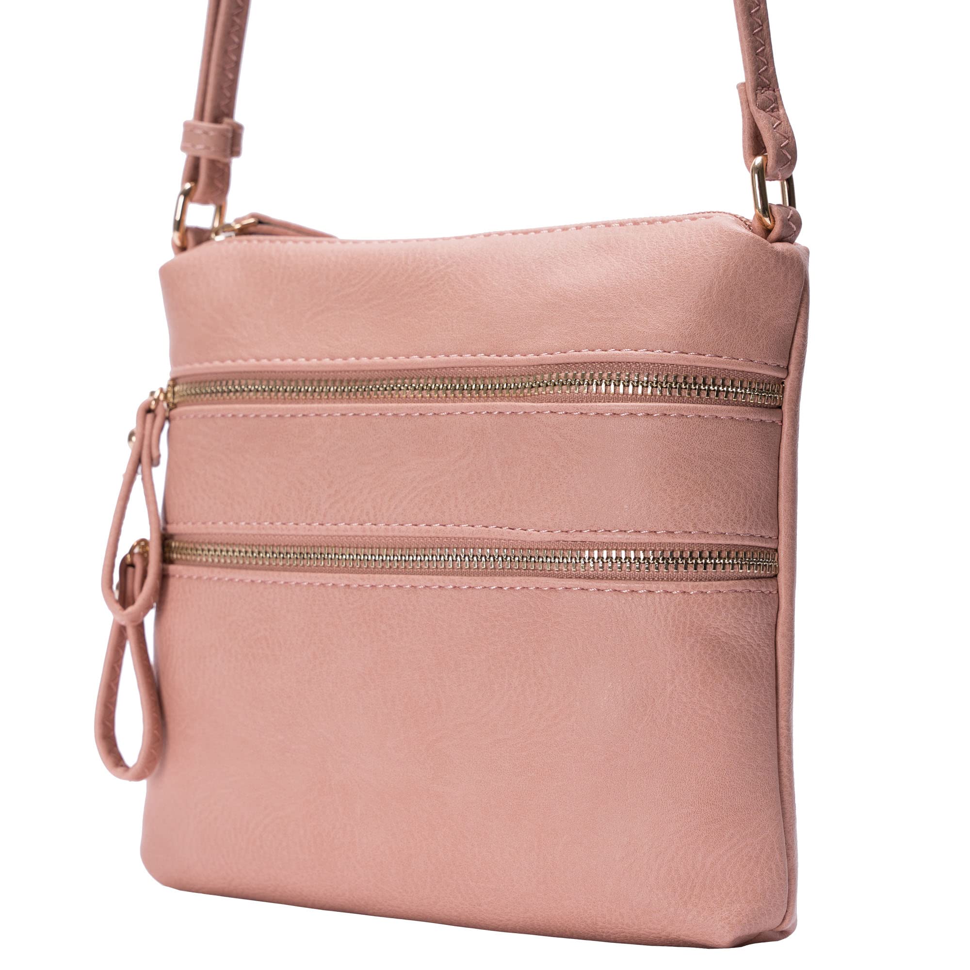 Solene Multi Zipper Pocket Crossbody Bag with Adjustable Strap - Lightweight Travel Purse for Women - Fashionable Messenger Bag for Daily Use, Work, Shopping & Travel Accessories