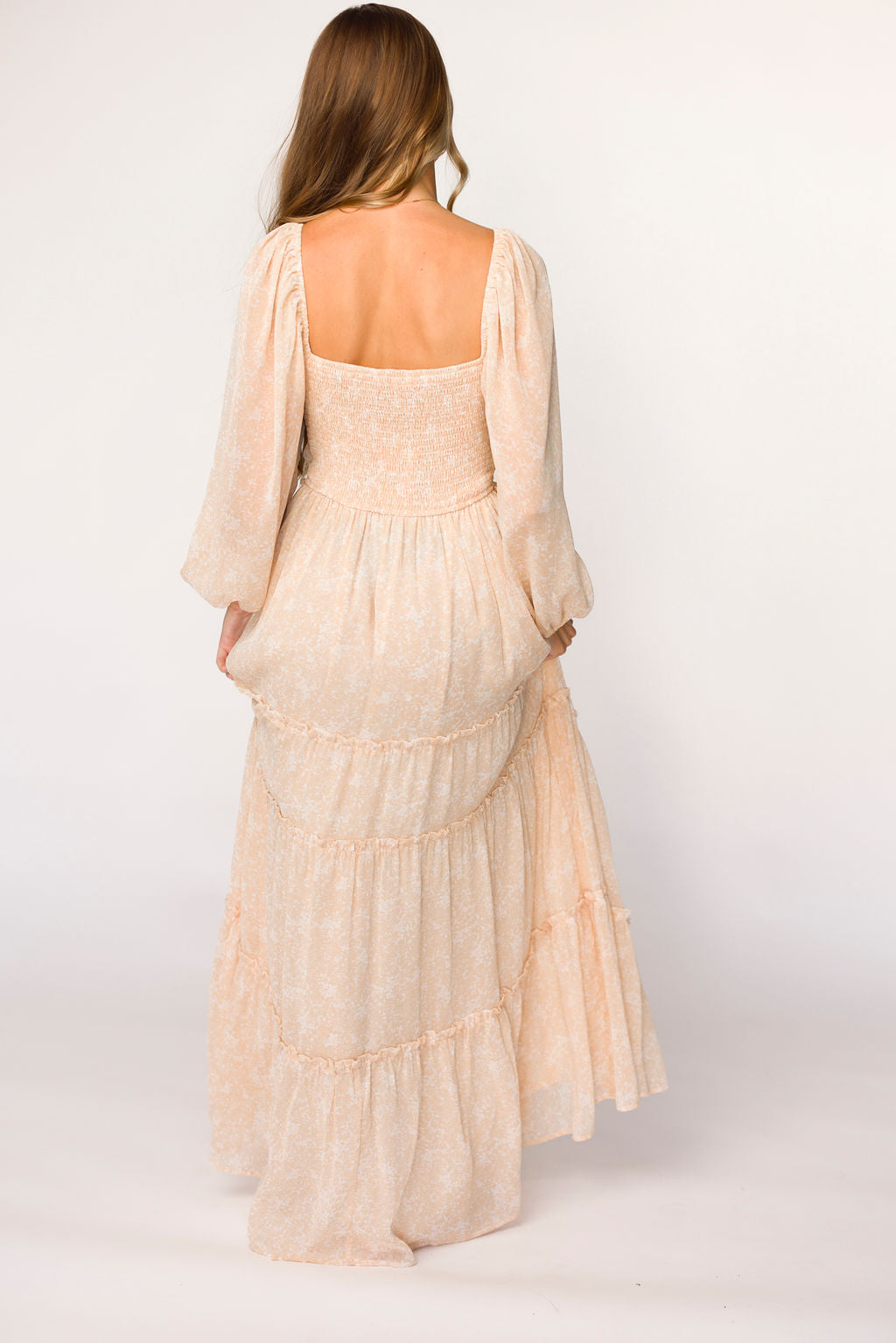 Light Beige Floral Long Sleeve Maxi Dress for Women - Bump Friendly Maternity Dress with Inclusive Sizing (XS-3XL) | Perfect for Pregnancy, Weddings & Special Occasions