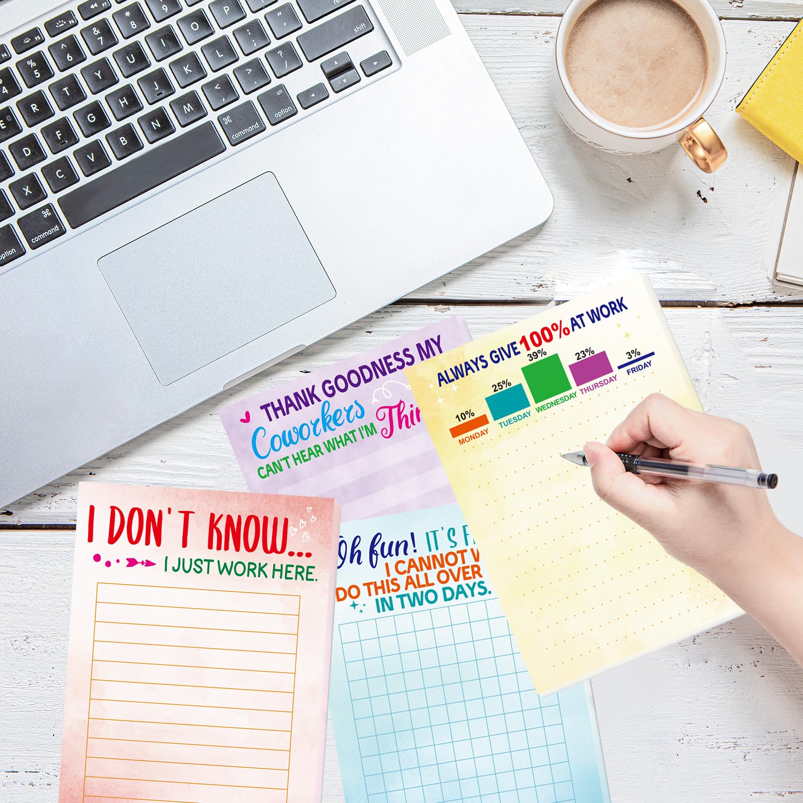 Funny Office Notepads with Inspirational Sayings - 6 Pack Novelty Memo Pads for Coworkers, Staff Gifts & Christmas Gag Presents - Perfect for Desk Organization, Workplace Humor & White Elephant Gifts