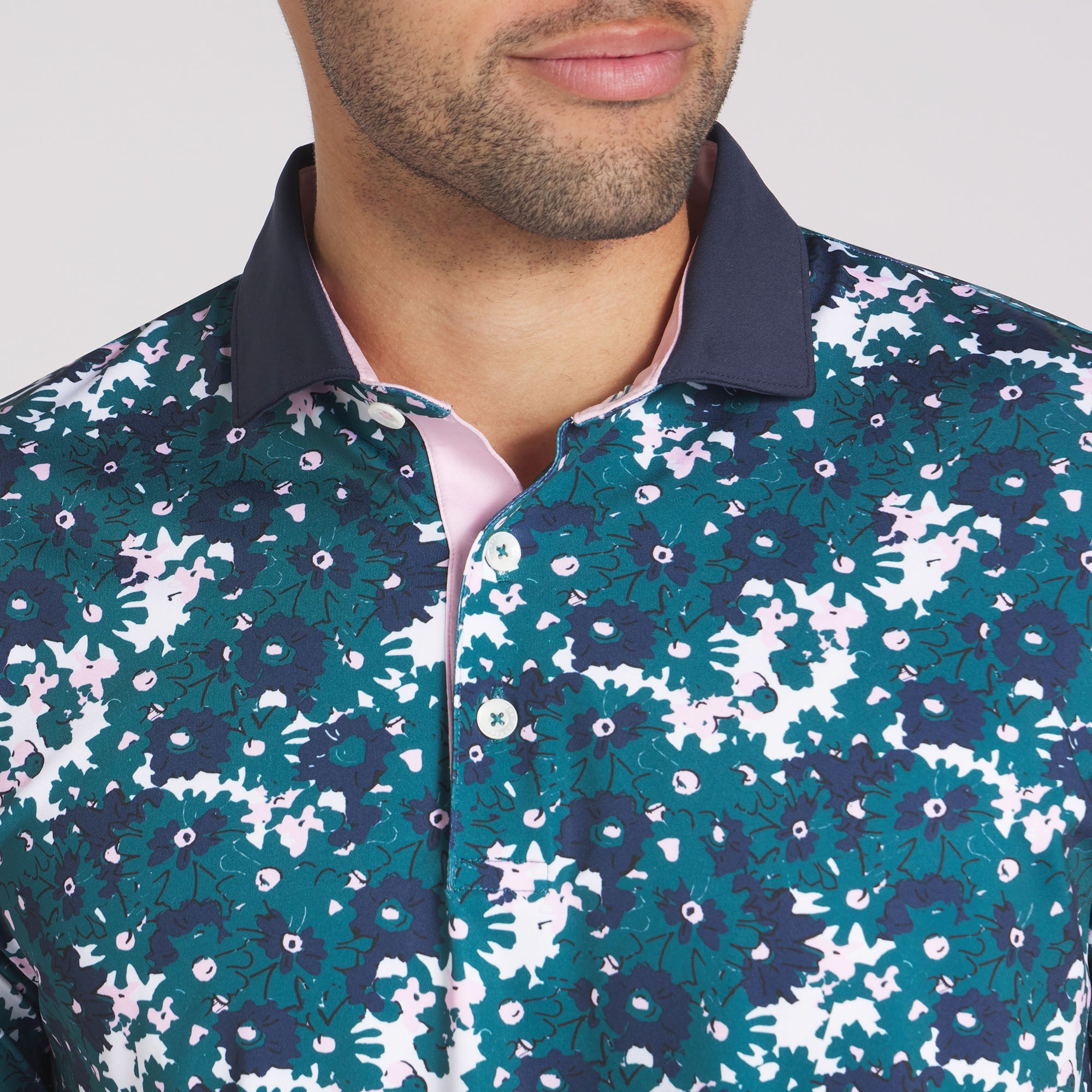 Floral Print Golf Polo Shirt for Men - Breathable & Moisture-Wicking Performance Shirt - Perfect for Golf, Casual Wear & Outdoor Activities