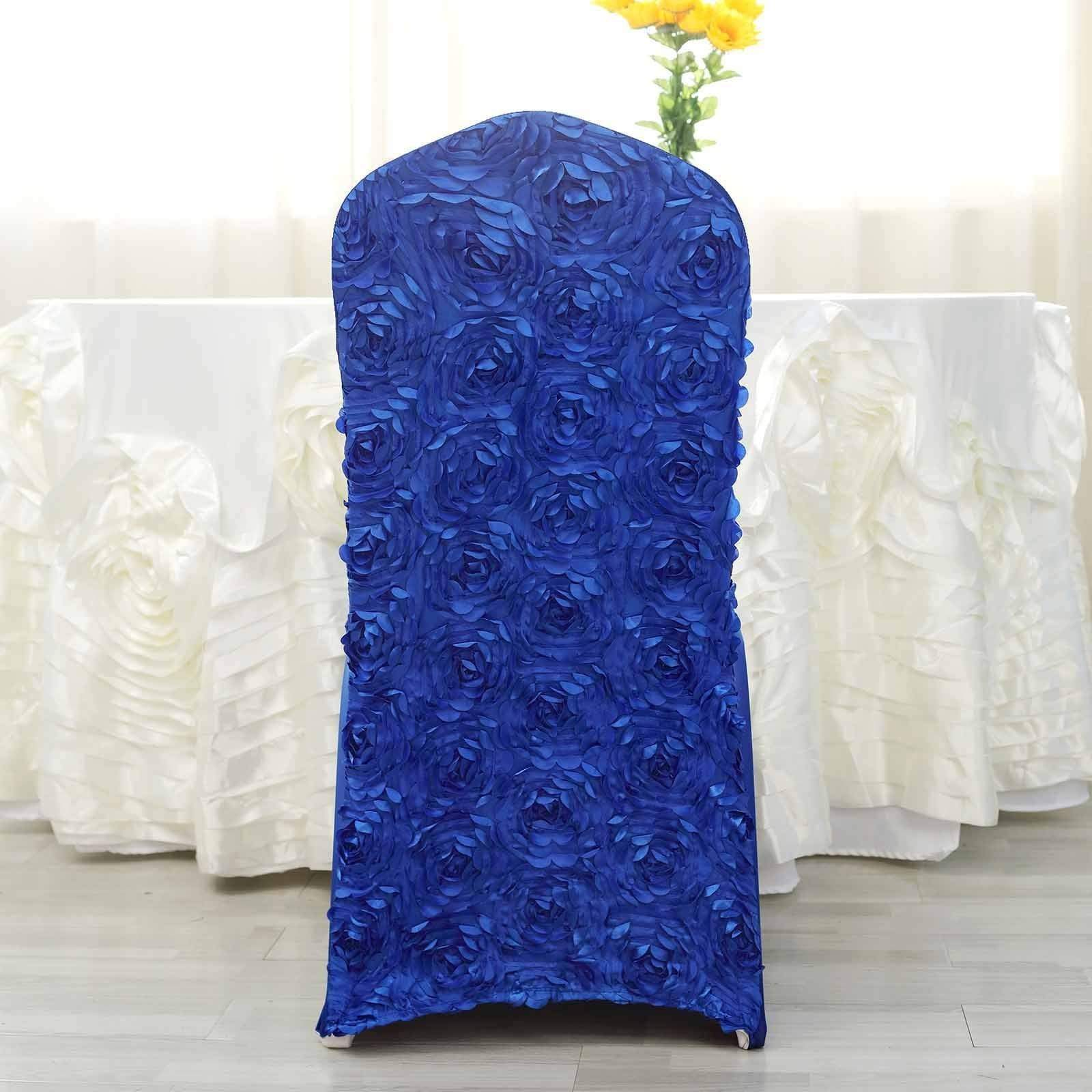 Elegant Satin Rosette Spandex Stretchable Banquet Chair Covers - Perfect for Weddings, Parties & Formal Events