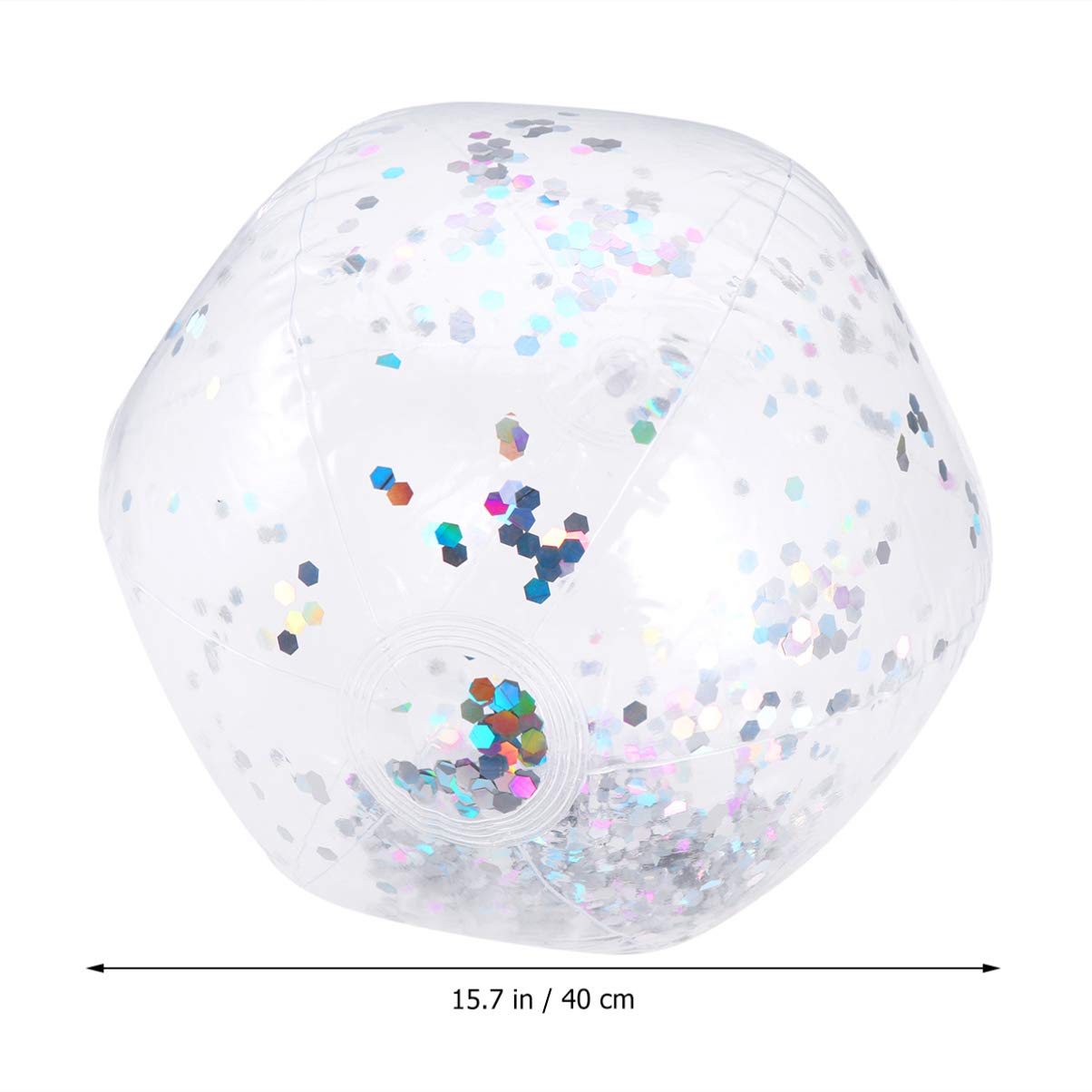 PRETYZOOM Inflatable Transparent Glitter Beach Ball - Jumbo Kids Pool Party Toy, Giant Clear Beach Balls for Summer Fun, Outdoor Water Play & Photo Props