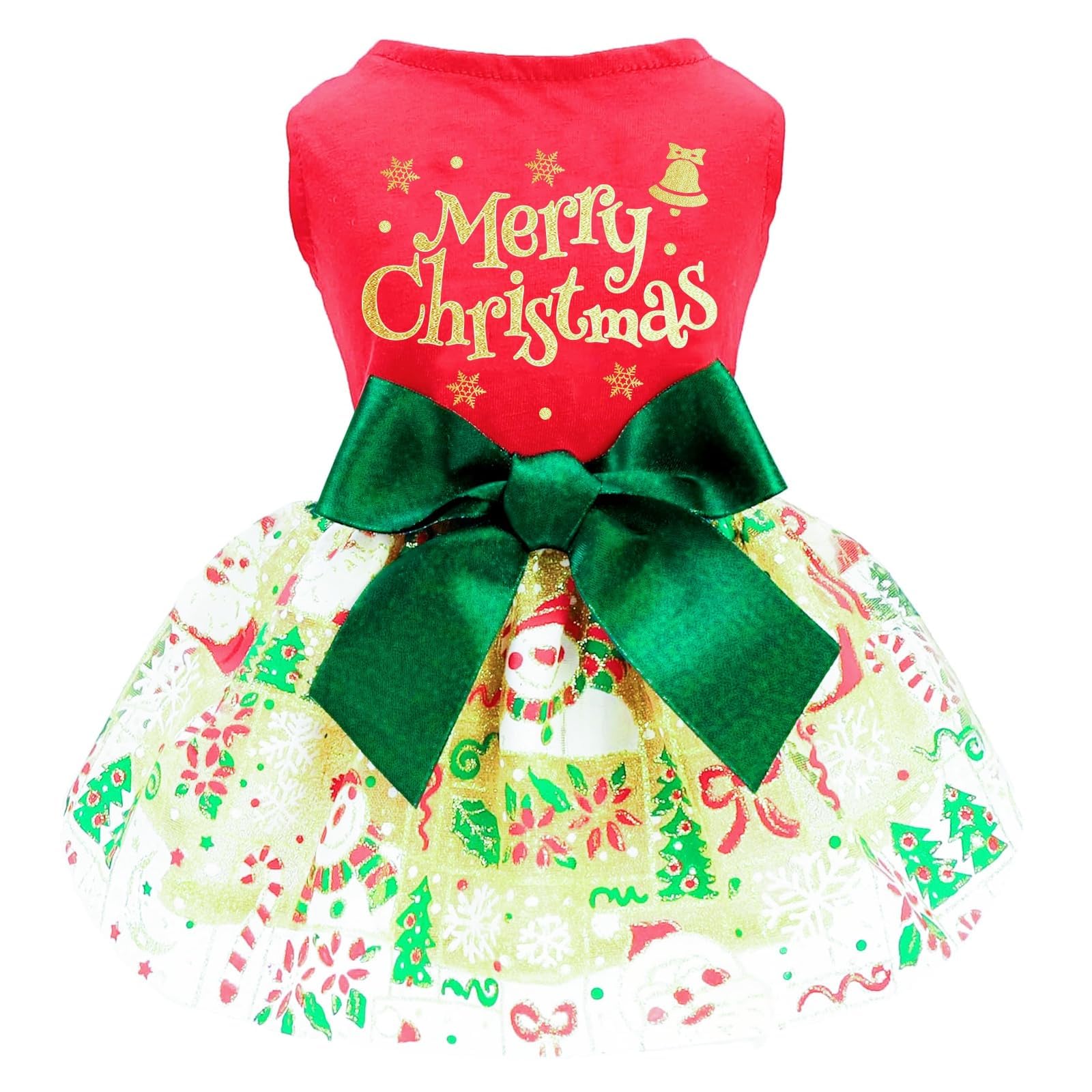 Festive Christmas Dog Dress - Red Tulle Puppy Skirt Holiday Outfit for Small Dogs & Cats | Xmas Pet Apparel for Parties & Family Photos (Large Size)