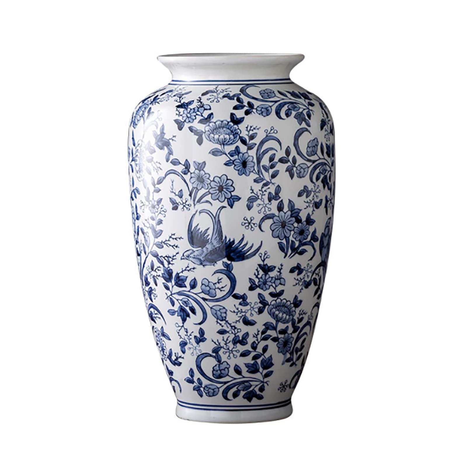 Blue and White Porcelain Plum Blossom Ginger Jar with Lid - Handcrafted Ceramic Vase for Home Decor, Table Centerpiece, Floral Arrangement - Perfect for Living Room, Dining Table & Wedding Decorations