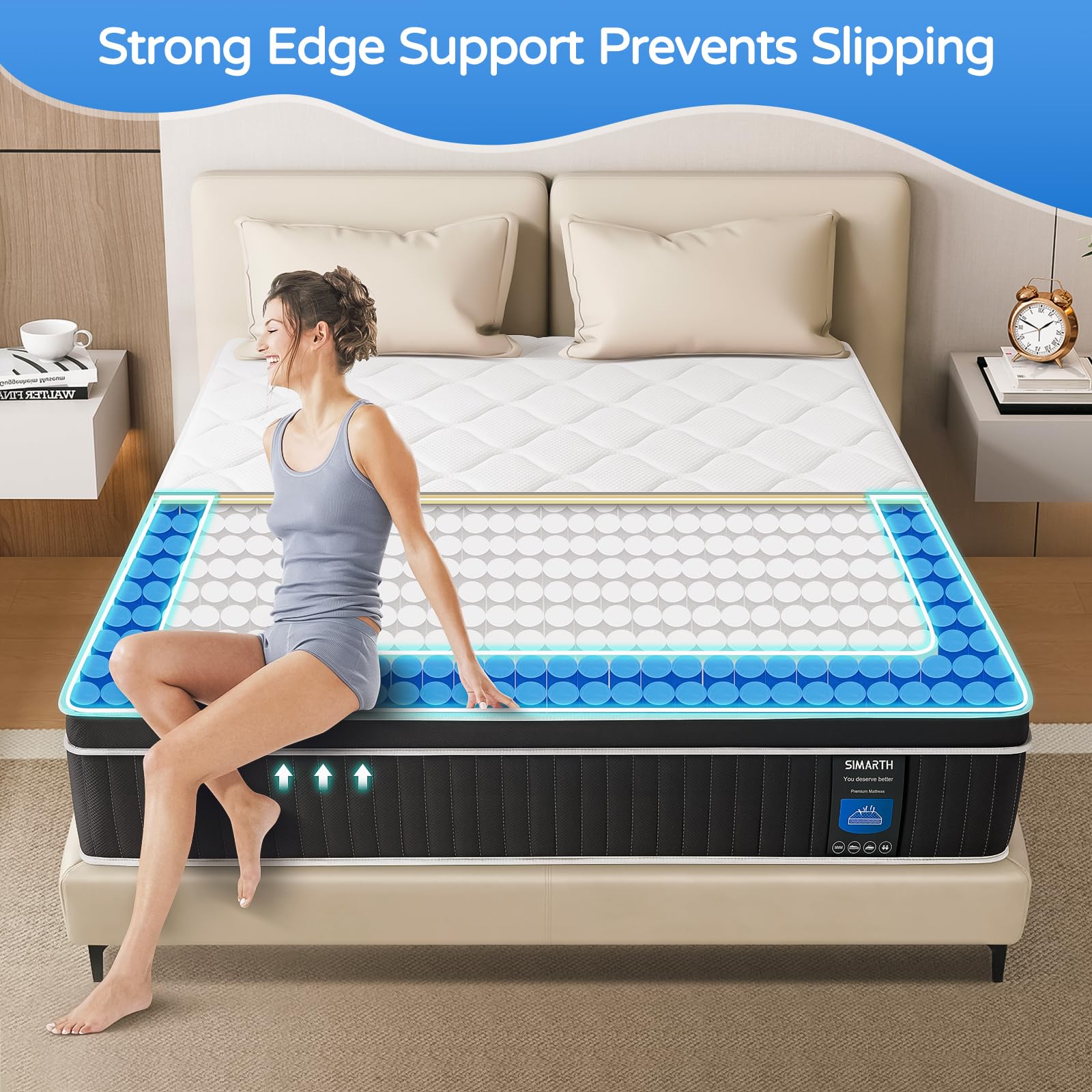 12 Inch King Size Hybrid Mattress in a Box - Memory Foam & Pocket Spring Support - Medium Firm Comfort - Non-Fiberglass - Perfect for Master Bedrooms, Guest Rooms & Apartment Sleeping