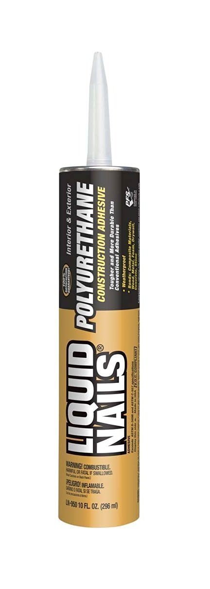 Liquid Nails LN-950 18 Pack 10 oz. Polyurethane Construction Adhesive, Tan - Strong Bonding for Wood, Metal, Concrete & More - Perfect for DIY Projects, Home Repairs & Construction Work