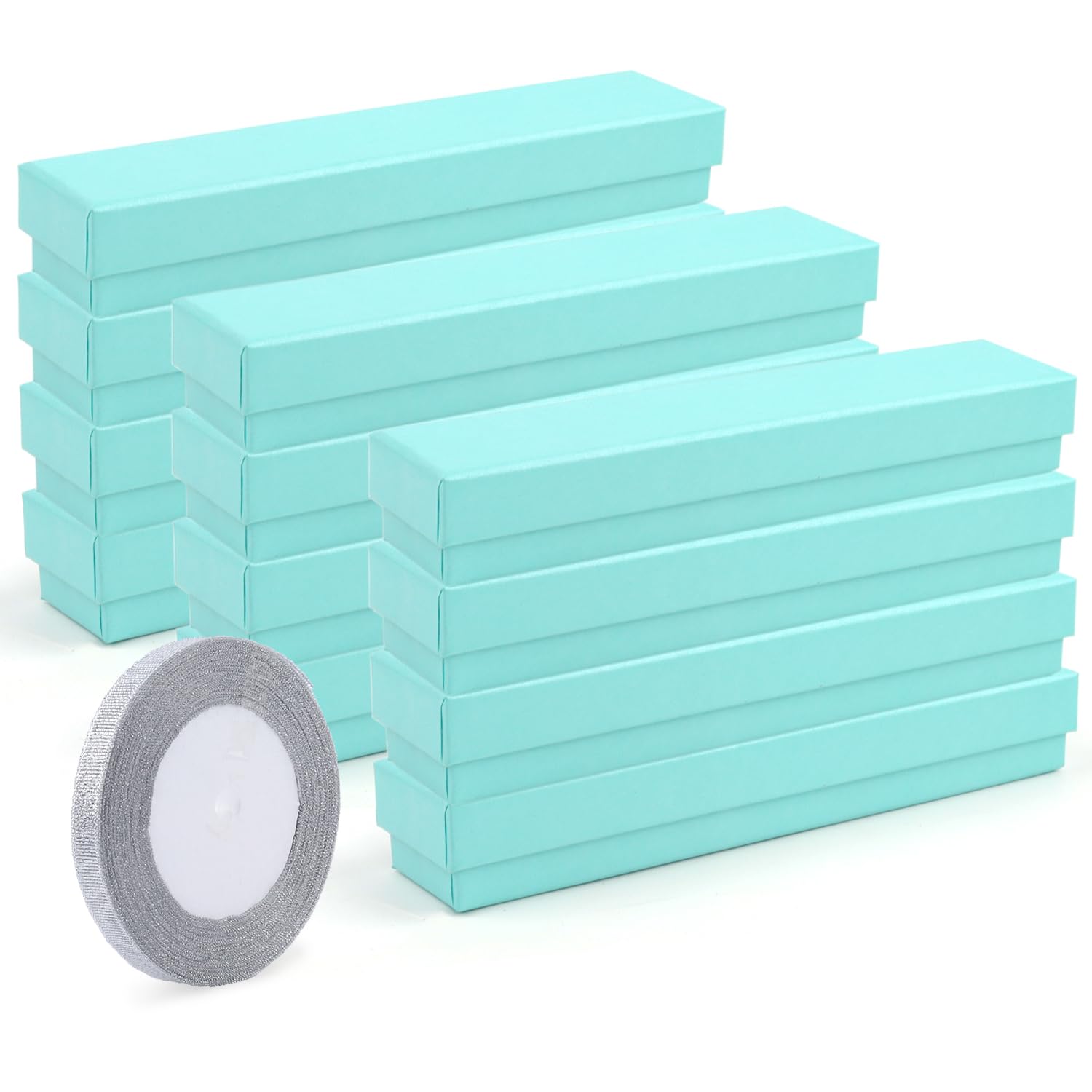 12 Pack Rocutus Jewelry Gift Boxes - Necklace, Earring & Ring Storage Boxes with Cotton Filling | Premium Cardboard Paper Jewelry Cases for Wedding, Engagement Gifts & Jewelry Display (Blue)