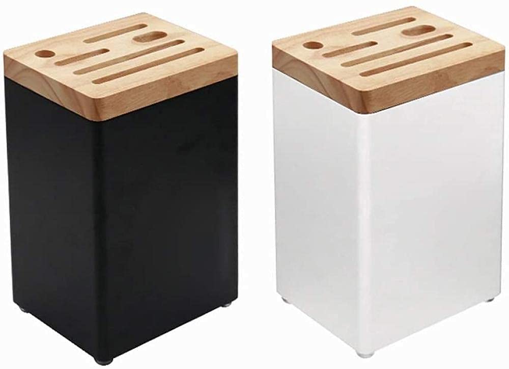 Premium Wooden Knife Block with Cover - 12-Slot Knife Holder for Kitchen Utensil Storage - Stylish Black Knife Stand for Countertop Organization | Perfect for Home Chefs & Professional Kitchens