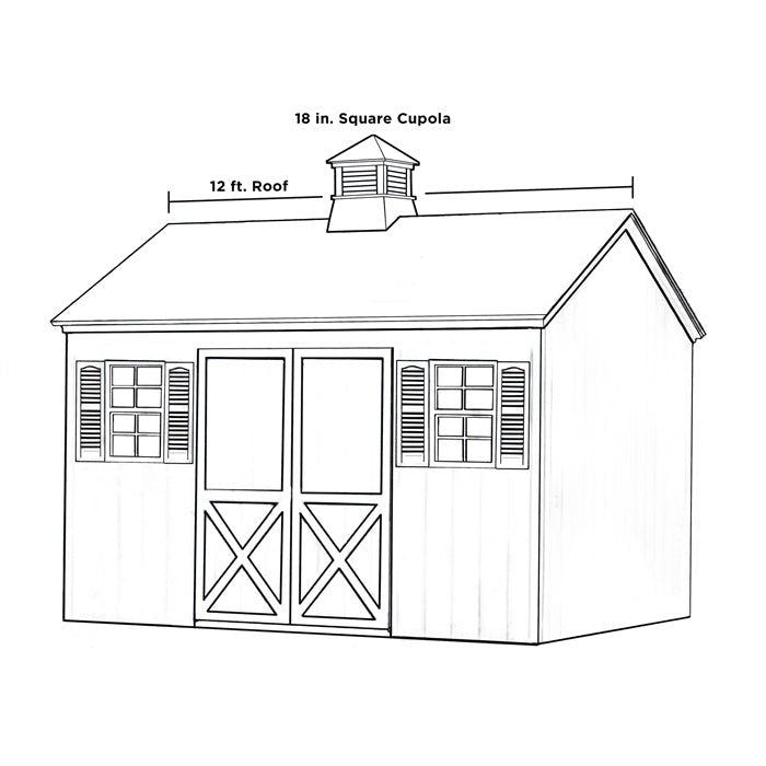 18 Square Coventry Vinyl Cupola with Rooster Weathervane - Decorative Roof Top Cupola for Barn, Shed & Garage - Weather Resistant Outdoor Home Decor