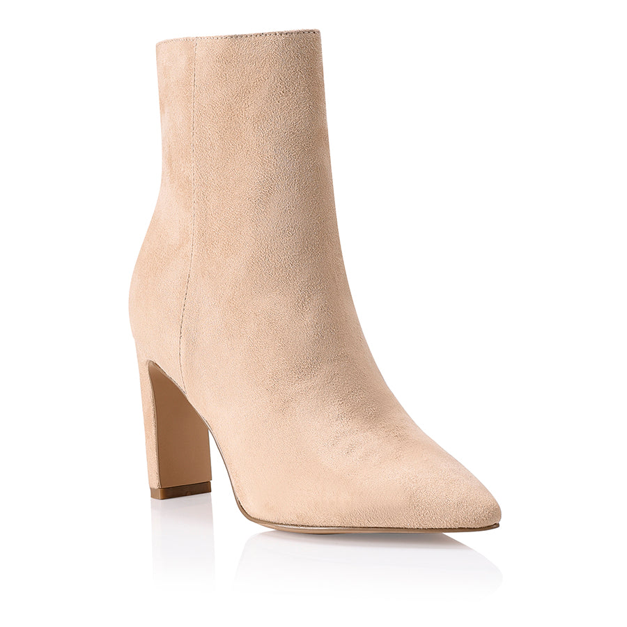 Effigy Women's Heeled Ankle Boots - Stylish Cashew Micro Suede Booties for Fall & Winter | Perfect for Office, Date Night & Casual Outfits