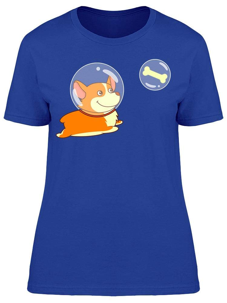 Space Corgi and A Bone Graphic T-Shirt for Women - Cute Dog Lover Casual Tee for Everyday Wear, Gifts & Outings