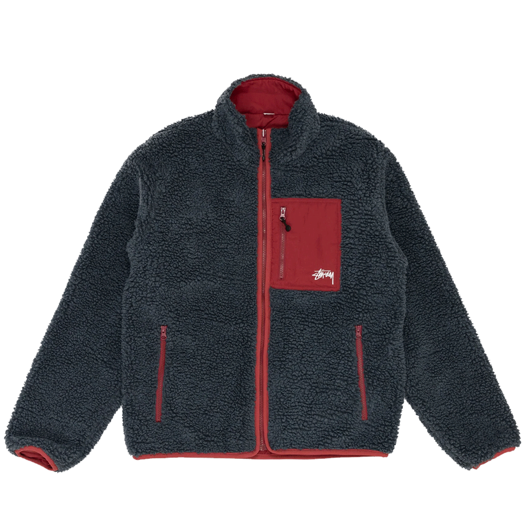 Sherpa Reversible Jacket for Men & Women - Warm Fleece Lined Coat in Smoke Gray for Winter Outdoor Activities & Casual Wear
