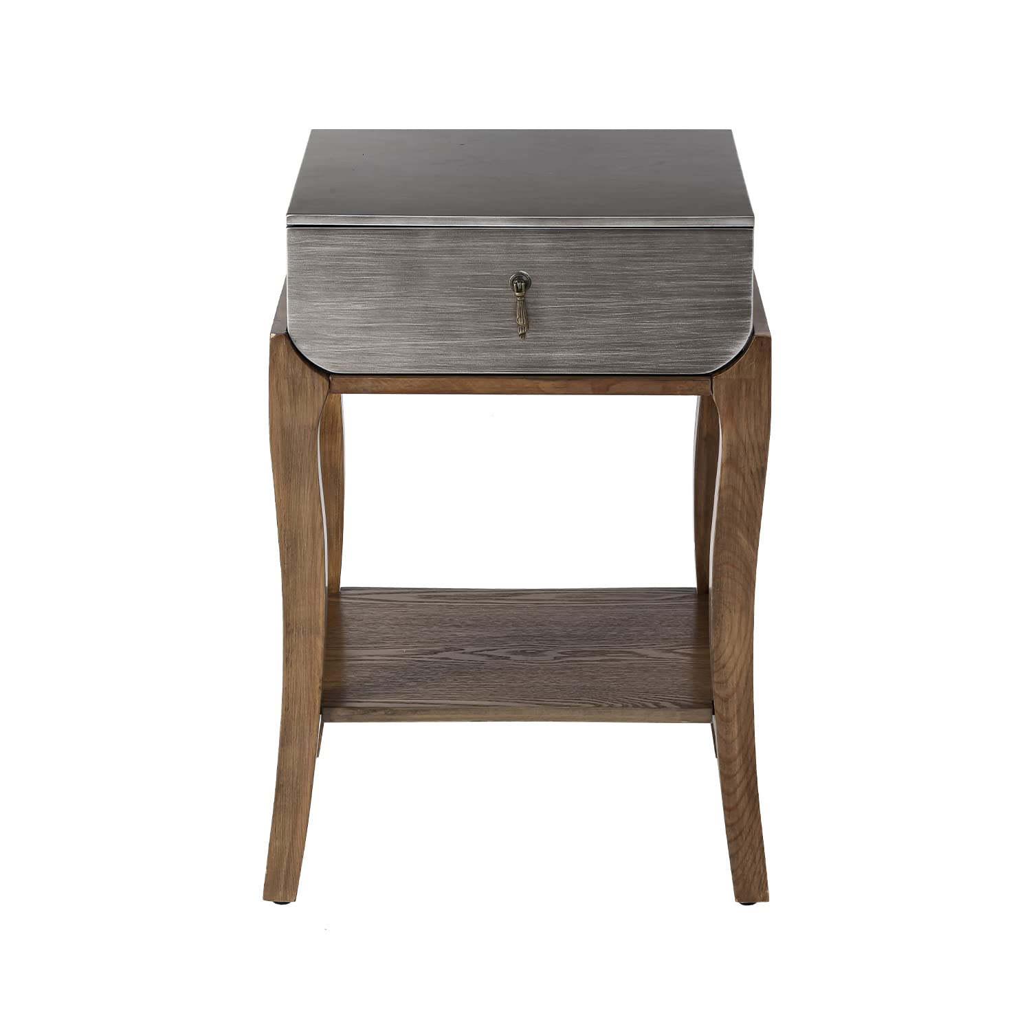 SUNBUEY Classic Wood Nightstand with Drawer & Open Shelf - MDF Bedside End Table, Dark Gray/Rustic Brown - Perfect for Bedroom, Living Room, Office & Guest Room Storage Solutions