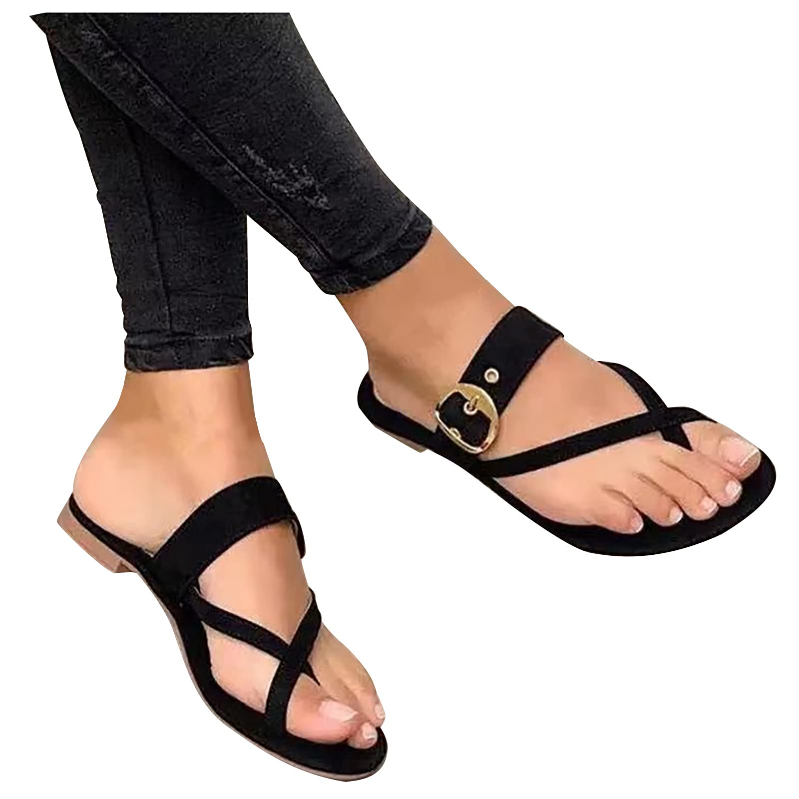 Women's Summer Lightweight Casual Sandals with Toe Ring - Fashionable Beach Water Shoes & Slippers for Walking, Travel, and Poolside Relaxation