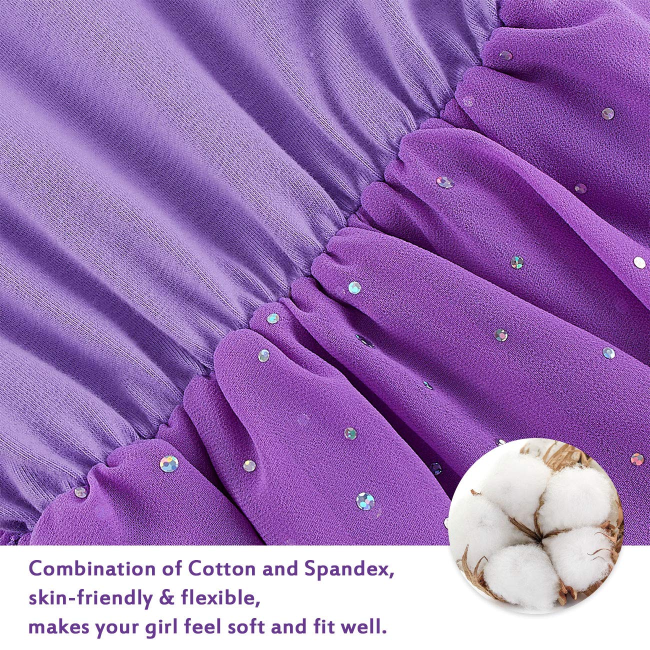 Sparkly Purple Ballet Tutu Leotard for Girls 8-9 Years - Gymnastics & Dance Dress with Skirt - Perfect for Recitals, Gym Practice, Ballet Performances, Birthday Parties & Photo Shoots