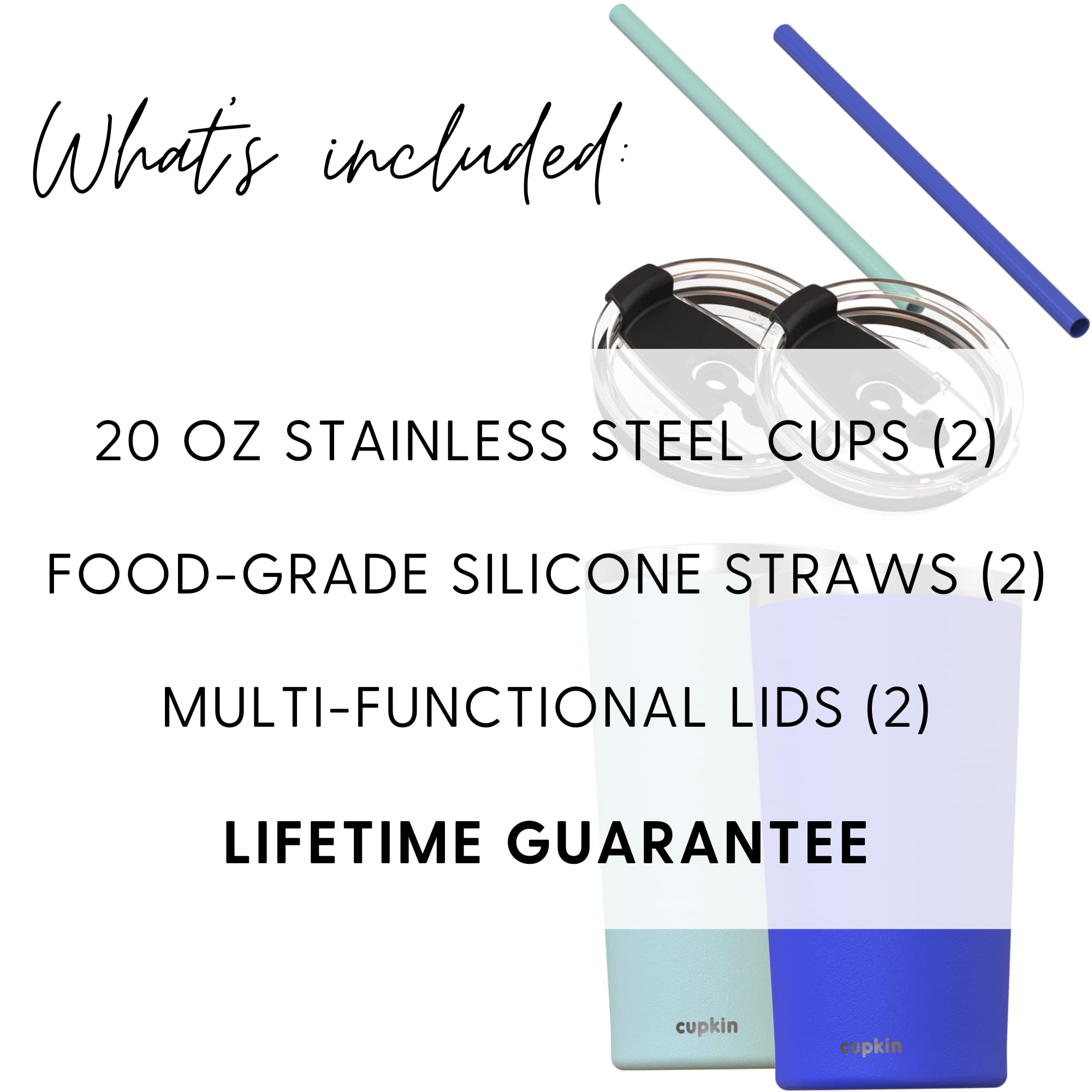 CUPKIN 20oz Stainless Steel Insulated Tumbler with Lid & Straw - Double Wall Vacuum Insulated Travel Mug for Hot & Cold Drinks - Leakproof Coffee Cup for Commuting, Office, Gym, Hiking & Outdoor Activities