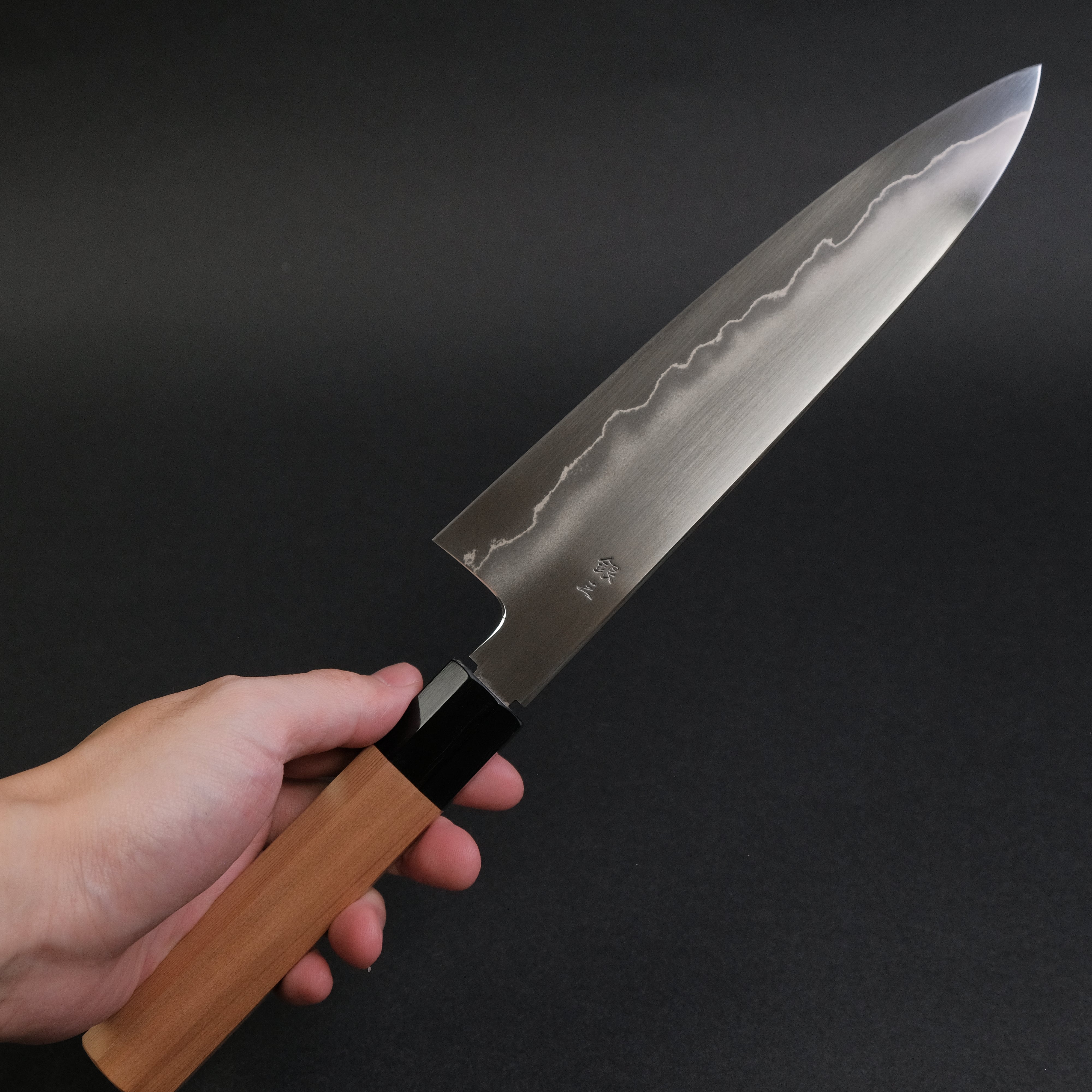 Premium Tetsujin Silver #3 210mm Gyuto Japanese Chef Knife with Yakusugi Cedar Handle - Perfect for Sushi, Meat Cutting & Professional Kitchen Use