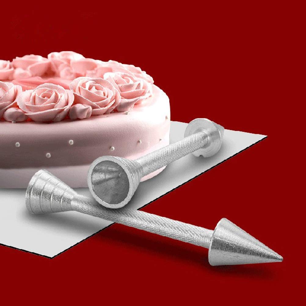 SYGA 2 Pack Aluminum Alloy Baking Pastry Cone Holders - Professional Icing Cream Rose Flower Sticks & Cake Decorating Nails for Perfect Icing Flowers - Ideal for Wedding Cakes, Cupcakes, and DIY Dessert Decorations