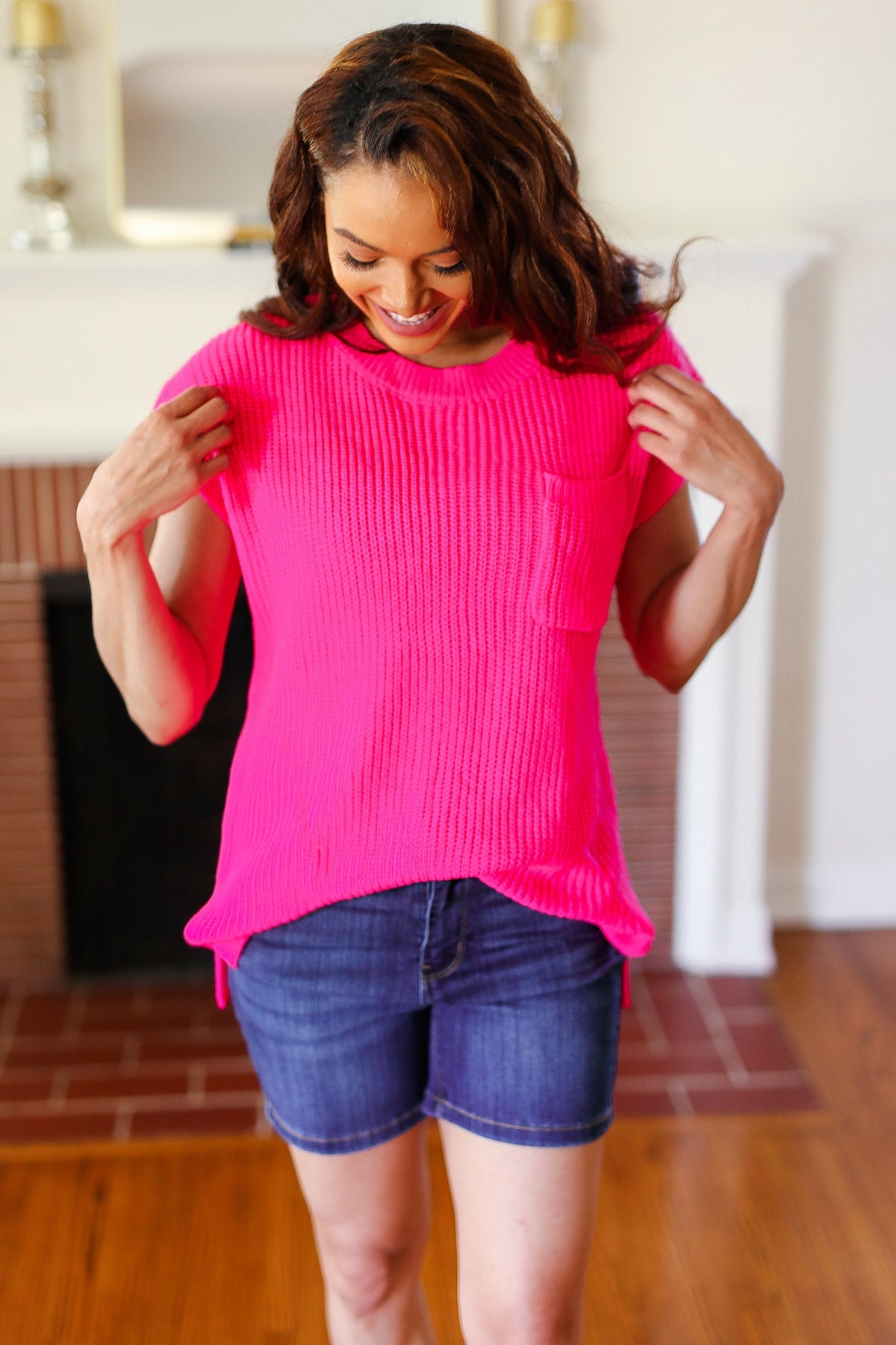 Best In Bold Hot Pink Dolman Ribbed Knit Sweater Top for Women - Cozy Casual Long Sleeve Pullover for Fall & Winter - Perfect for Office, Date Night and Weekend Outfits