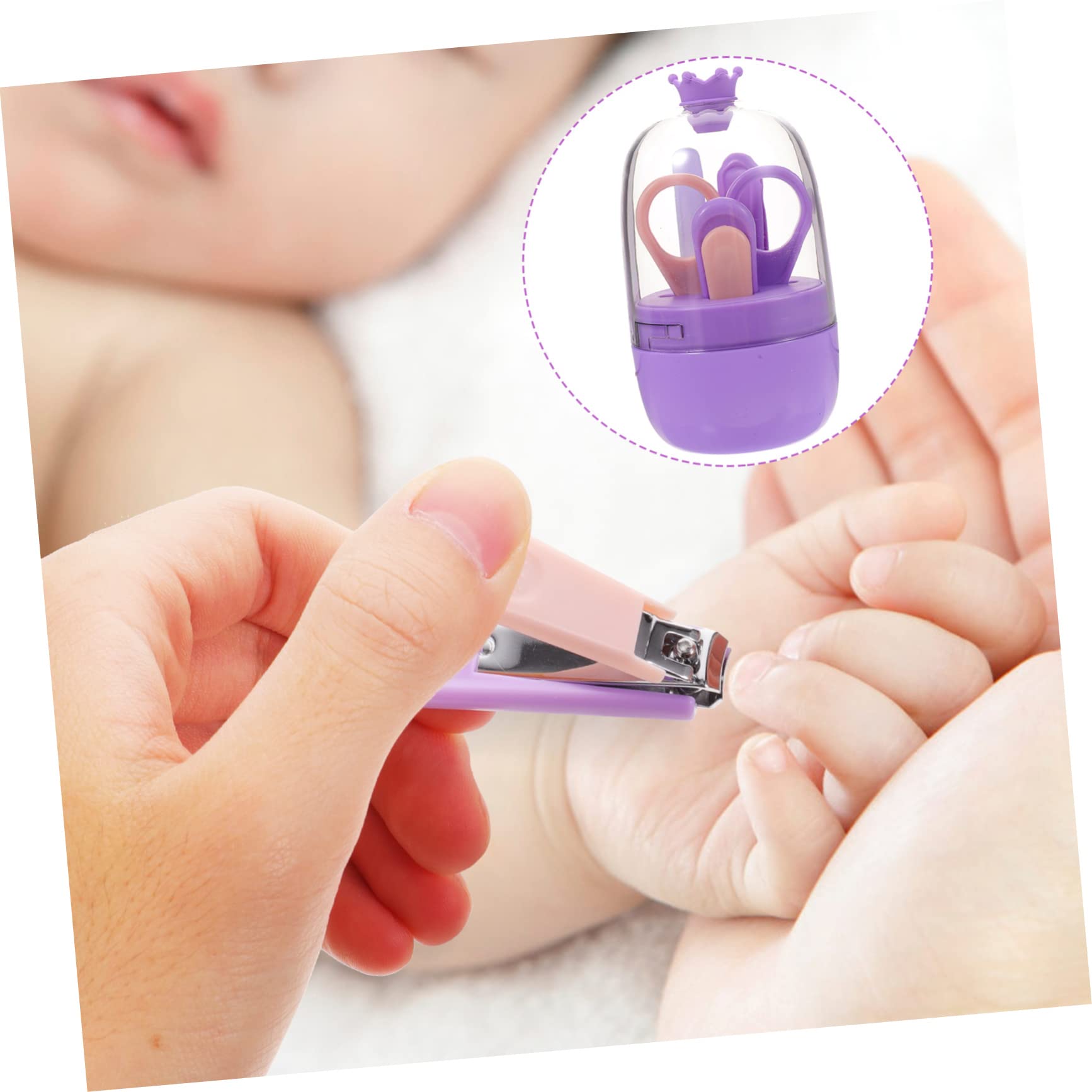 IWOWHERO 1 Set Purple Nail Scissors & Nail Art Supplies Kit for Newborn Baby Fingernails - Perfect for Home Manicures & Newborn Care